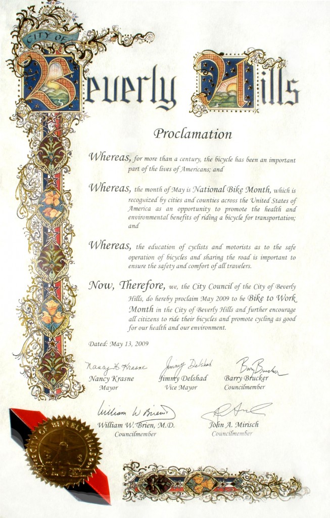 Bike to Work Month Proclamation document