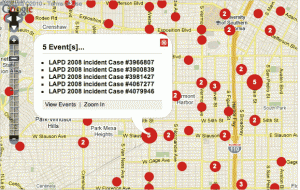 LABikemap with mapped incidents screenshot