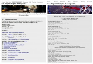 Los Angeles Bike Plan update process site vs. DIY version in screenshots