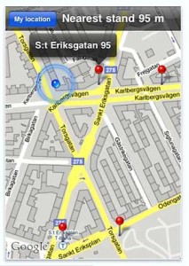 Citybikes Finder Stockholm mobile app screenshot