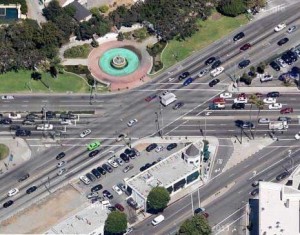 Wilshire & SM intersection aerial view