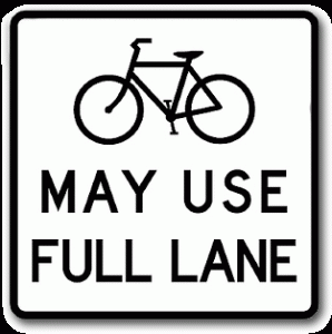 May use full lane sign FHWA's Bikes may use full lane sign