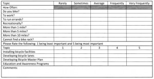 Beverly Hills bicycle questionnaire question detail