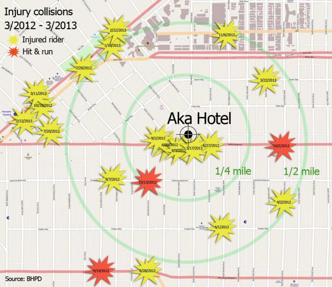 AKA Hotel proximate collisions map