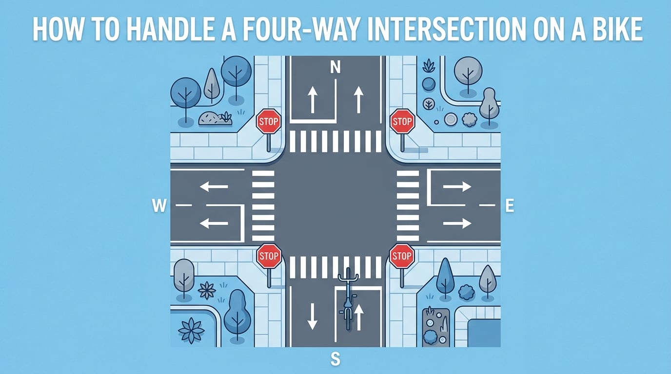 How to handle a four-way intersection on a bike