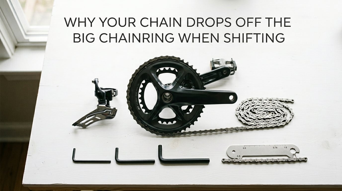 Chain drops off the big chainring when I shift: causes and fixes