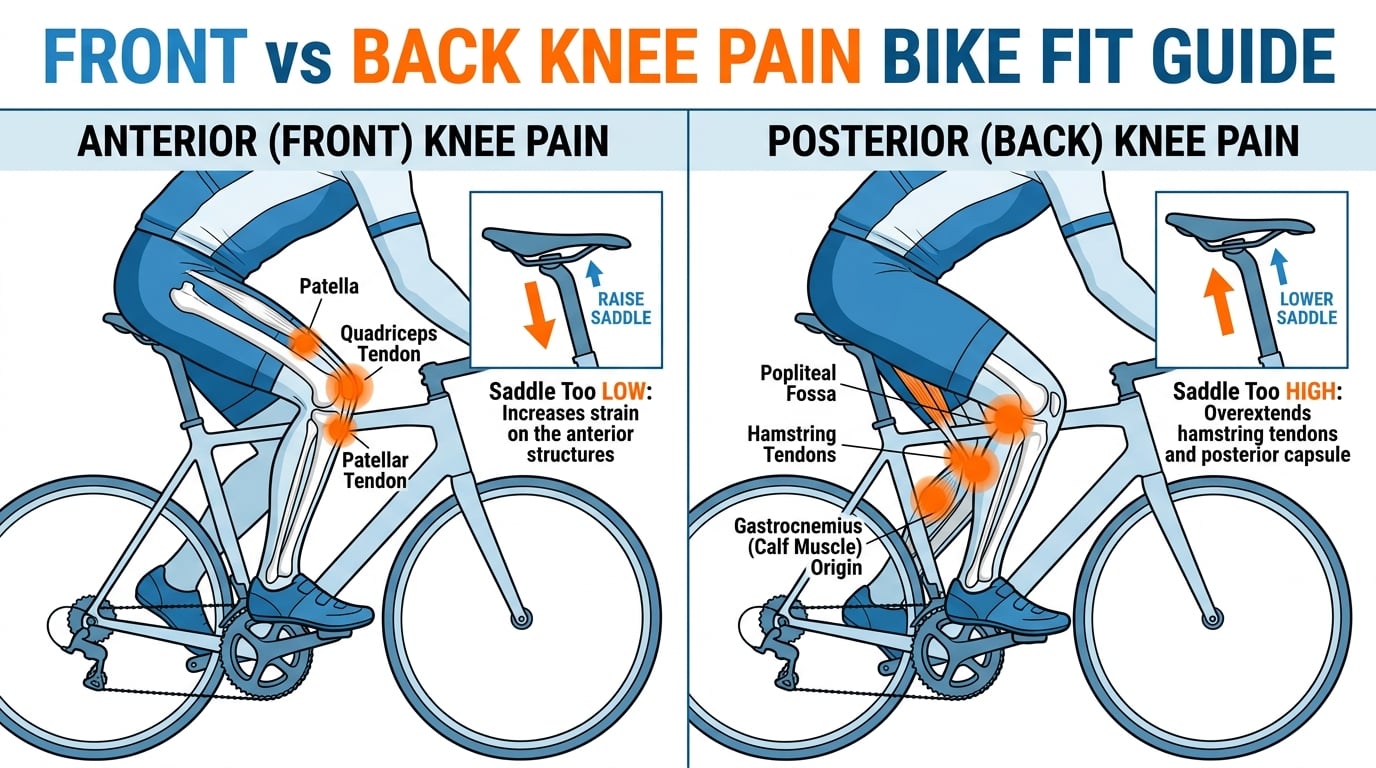 Front of knee vs back of knee pain: what your bike fit is telling you
