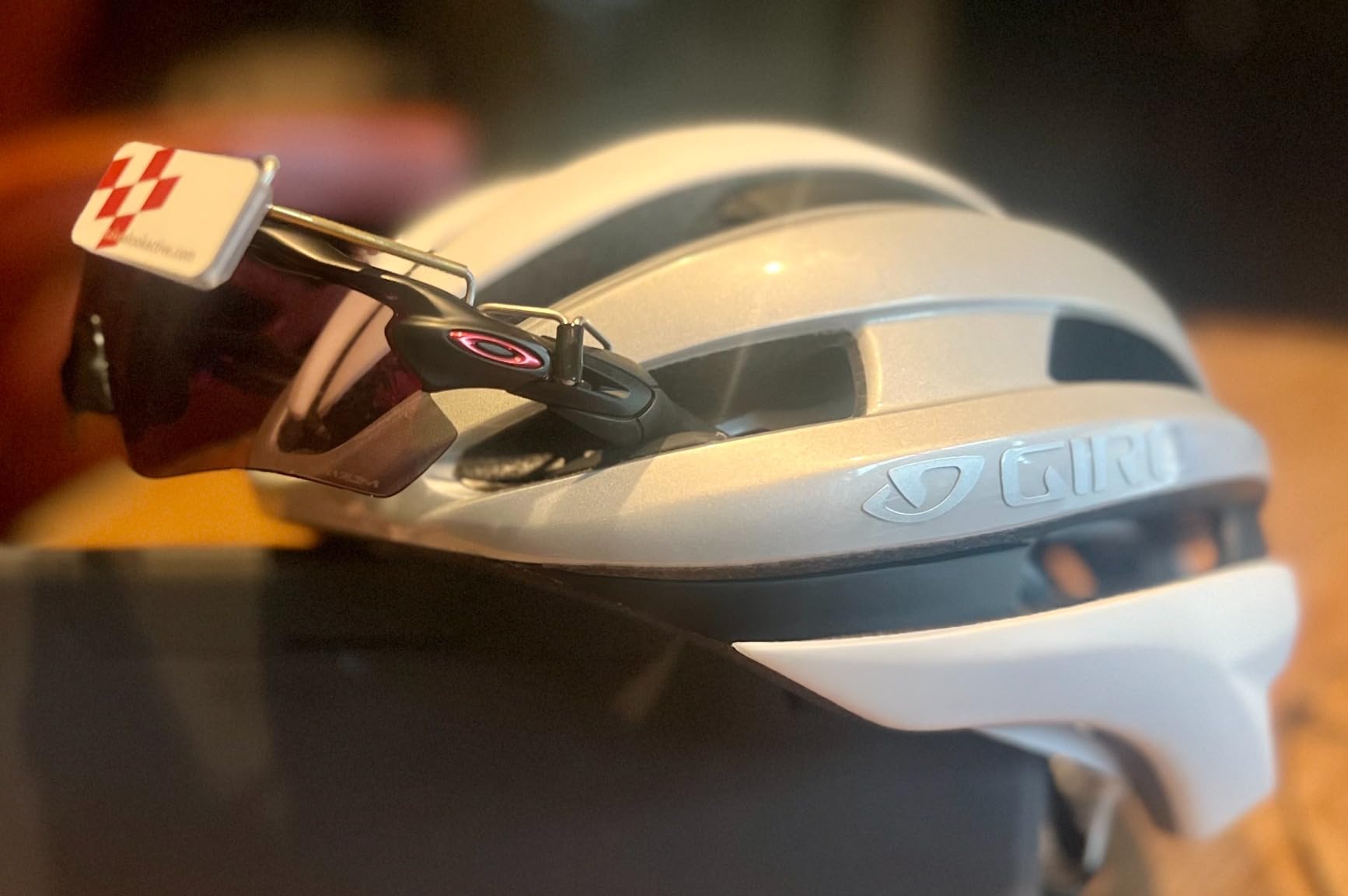 Cycling Compact Mirror for Helmet & Eyeglasses - Smaller profile. Same natural rear view. Your mirror follows your head movement, not your handlebars. customer photo 1