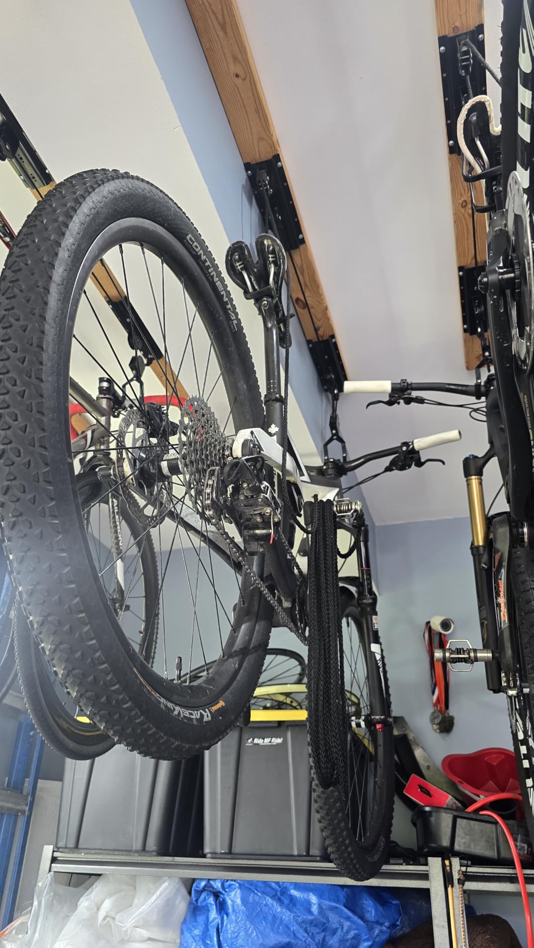 Bike Hanger - Overhead Hoist Pulley System with 100lb Capacity for Bicycles or Ladders - Secure Garage Ceiling Storage by Rad Sportz customer photo 1