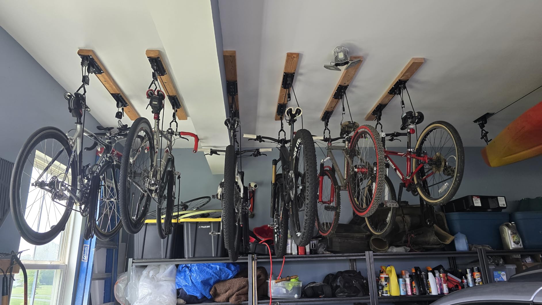Bike Hanger - Overhead Hoist Pulley System with 100lb Capacity for Bicycles or Ladders - Secure Garage Ceiling Storage by Rad Sportz customer photo 2