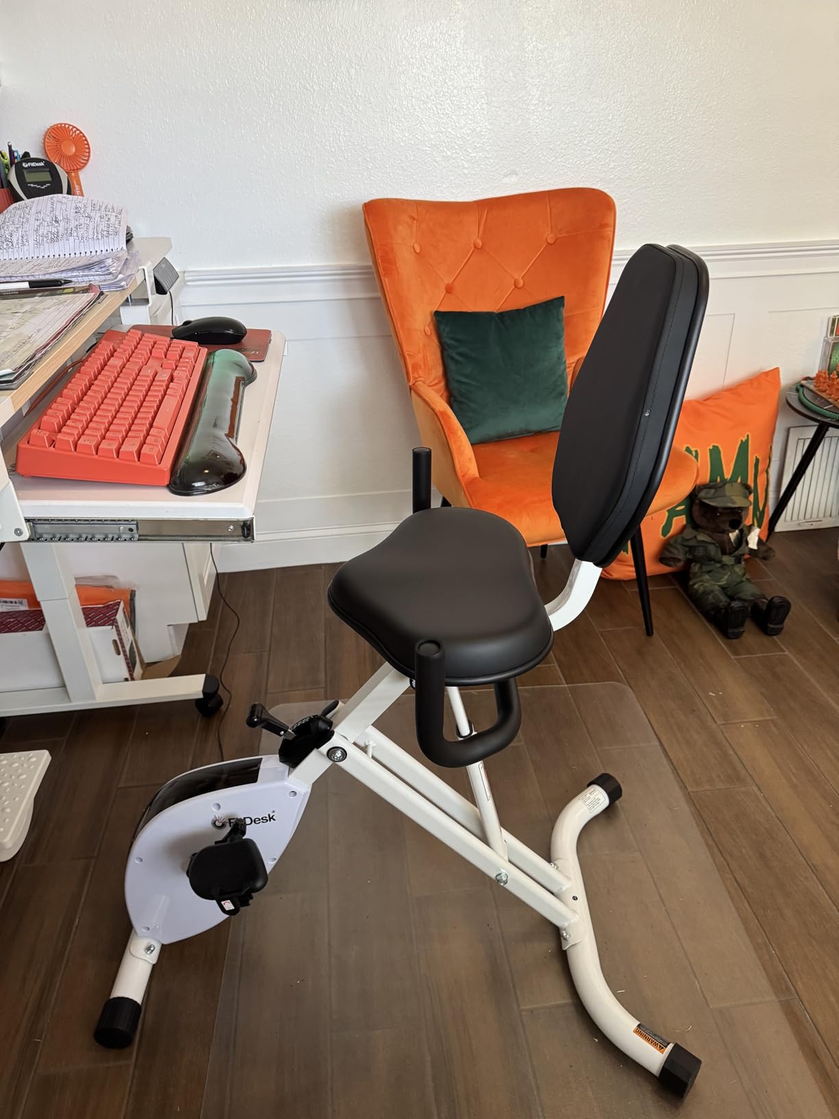 FitDesk Standing Exercise Bike Desk 3.0, Adjustable Height Indoor Cycling Trainer with Laptop Tray, Portable Stationary Fitness Desk for Home Office, Foldable Exercise Workstation, Supports 300 lbs customer photo 2