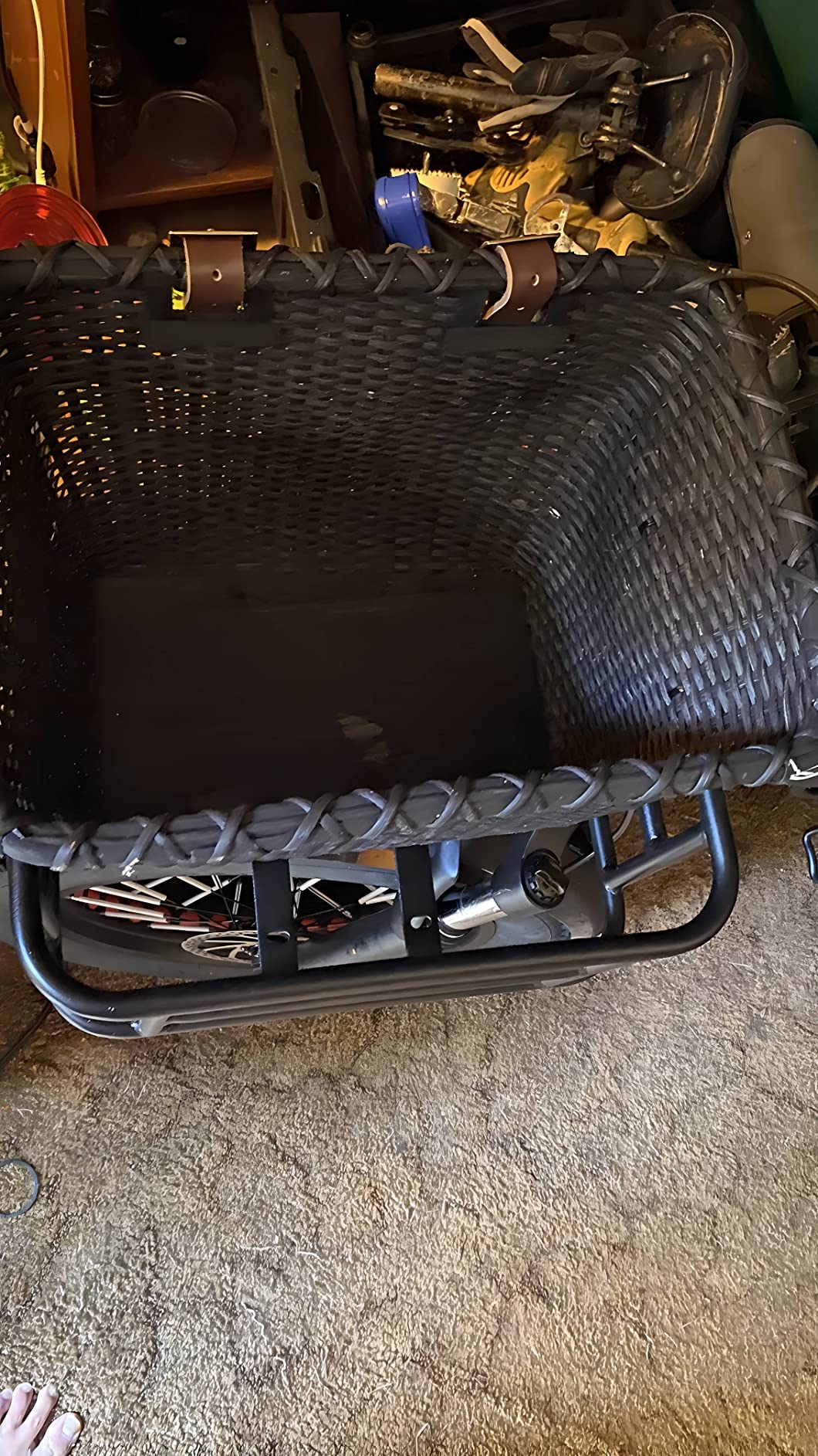 Retrospec Bicycles Cane Woven Rectangular Toto Basket with Authentic Leather Straps and Brass Buckles customer photo 2