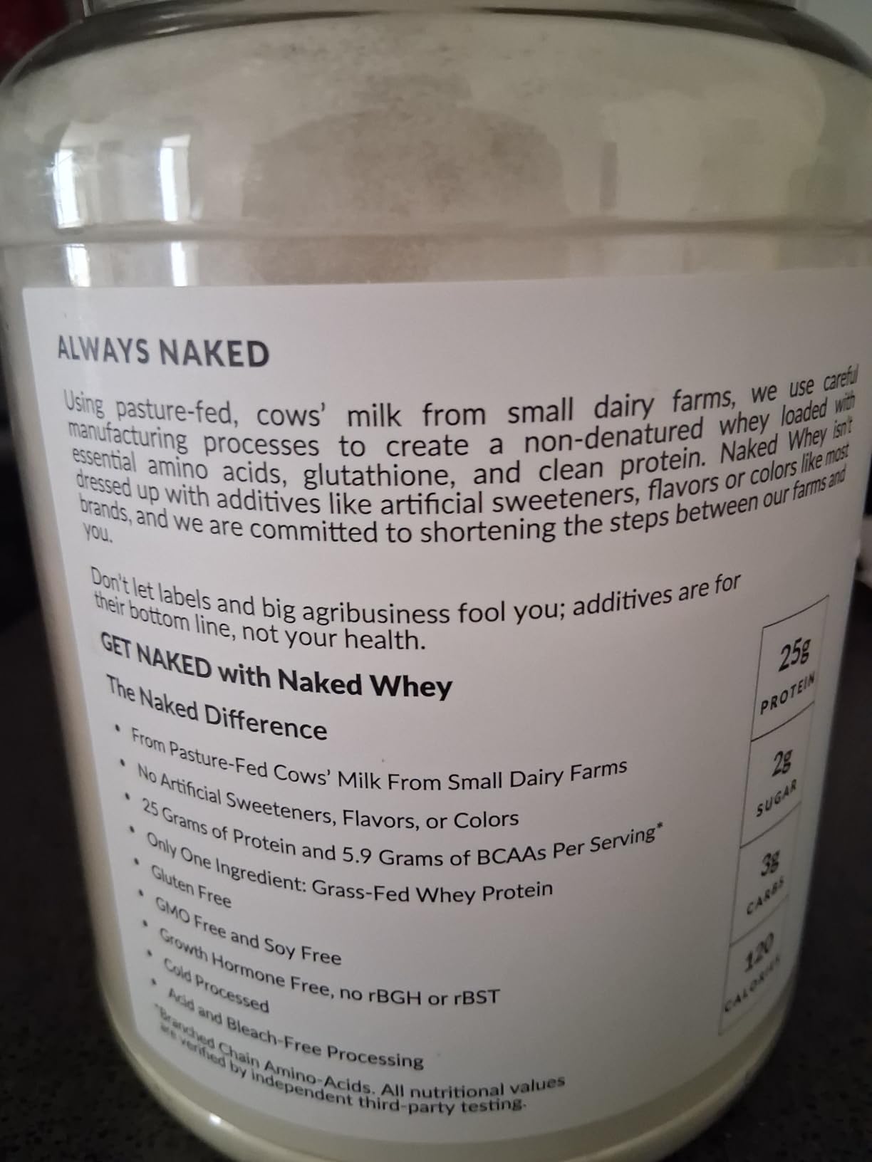 NAKED 100% Grass Fed Whey Protein Powder - Only 1 Ingredient, Unflavored - NSF Certified - 2lb customer photo 2