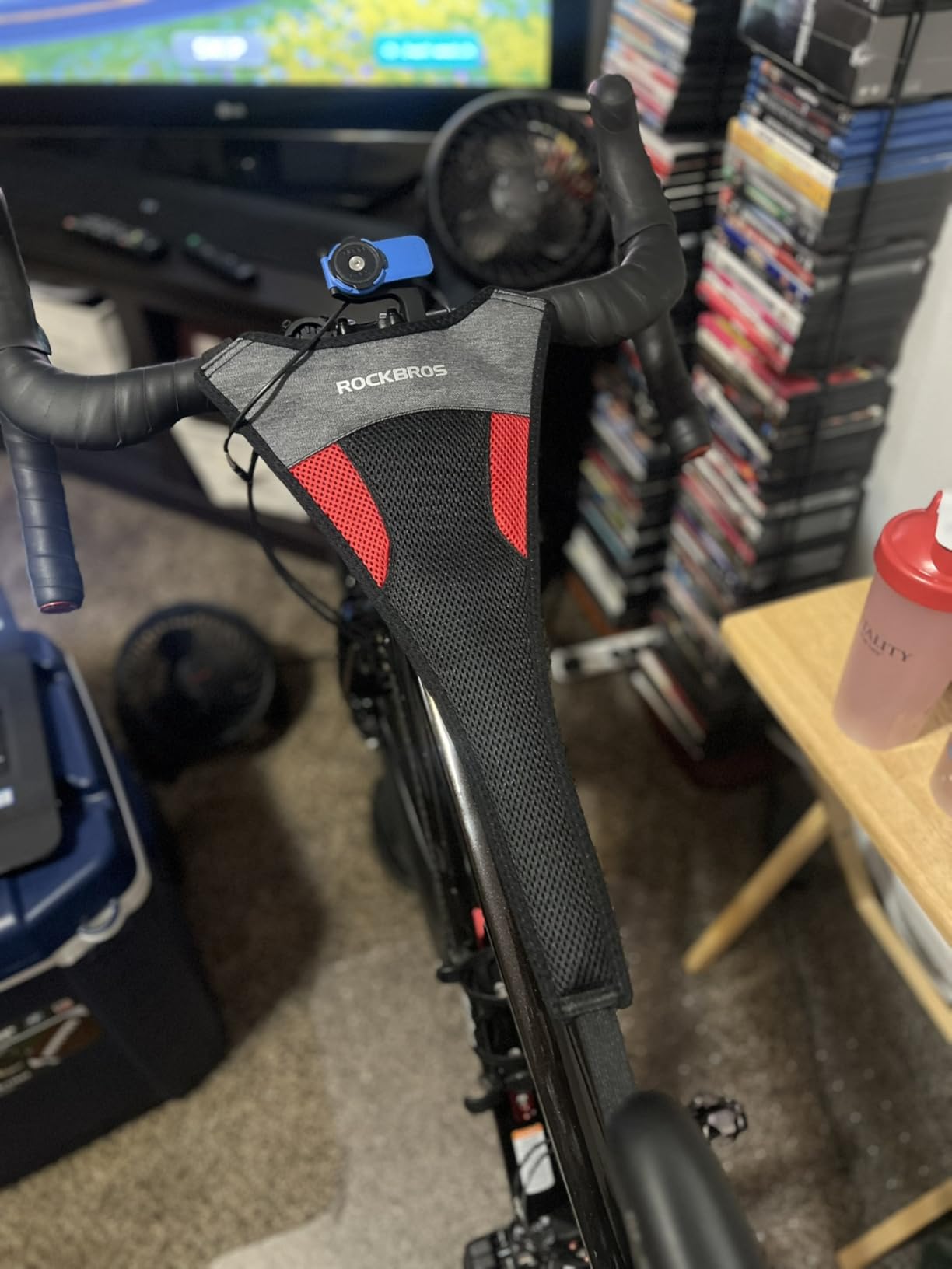 ROCKBROS Bicycle Trainer Sweat Net Frame Guard Absorbs Sweat Black Red | Super Sweat Absorption,Easy to Use,Length Adjustable customer photo 1