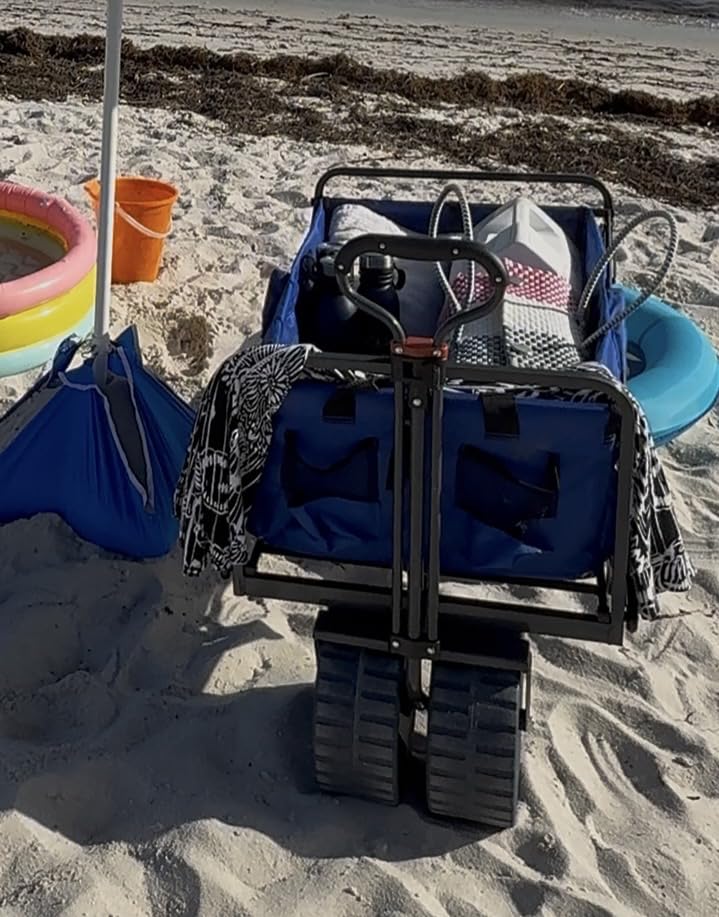 Mac Sports Heavy Duty Collapsible Folding All Terrain Utility Beach Wagon Cart, Blue/Black customer photo 1