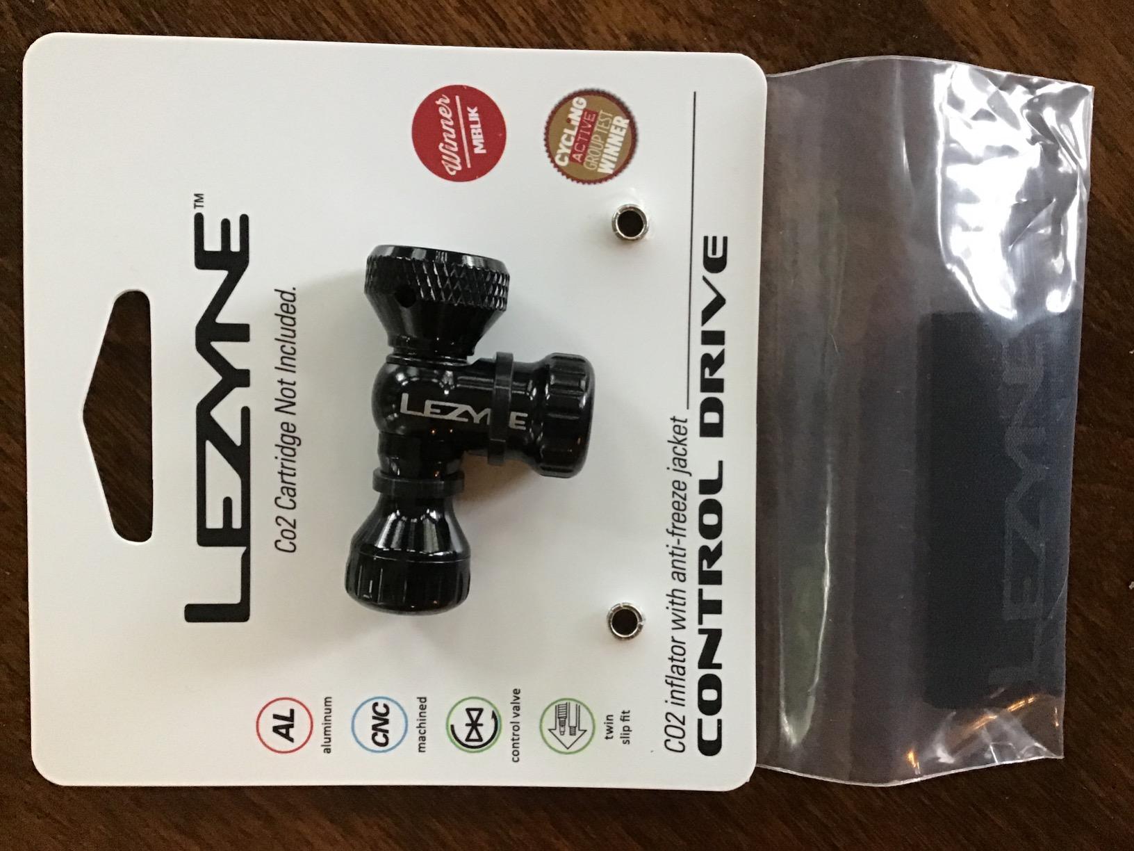 LEZYNE Control Drive CO2 Bike Tire Inflator - Presta & Schrader Compatible Aluminum CO2 Inflation Pump with Twist Control Valve - Fits Threaded Cartridges, Protective Neoprene Sleeve Included customer photo 1