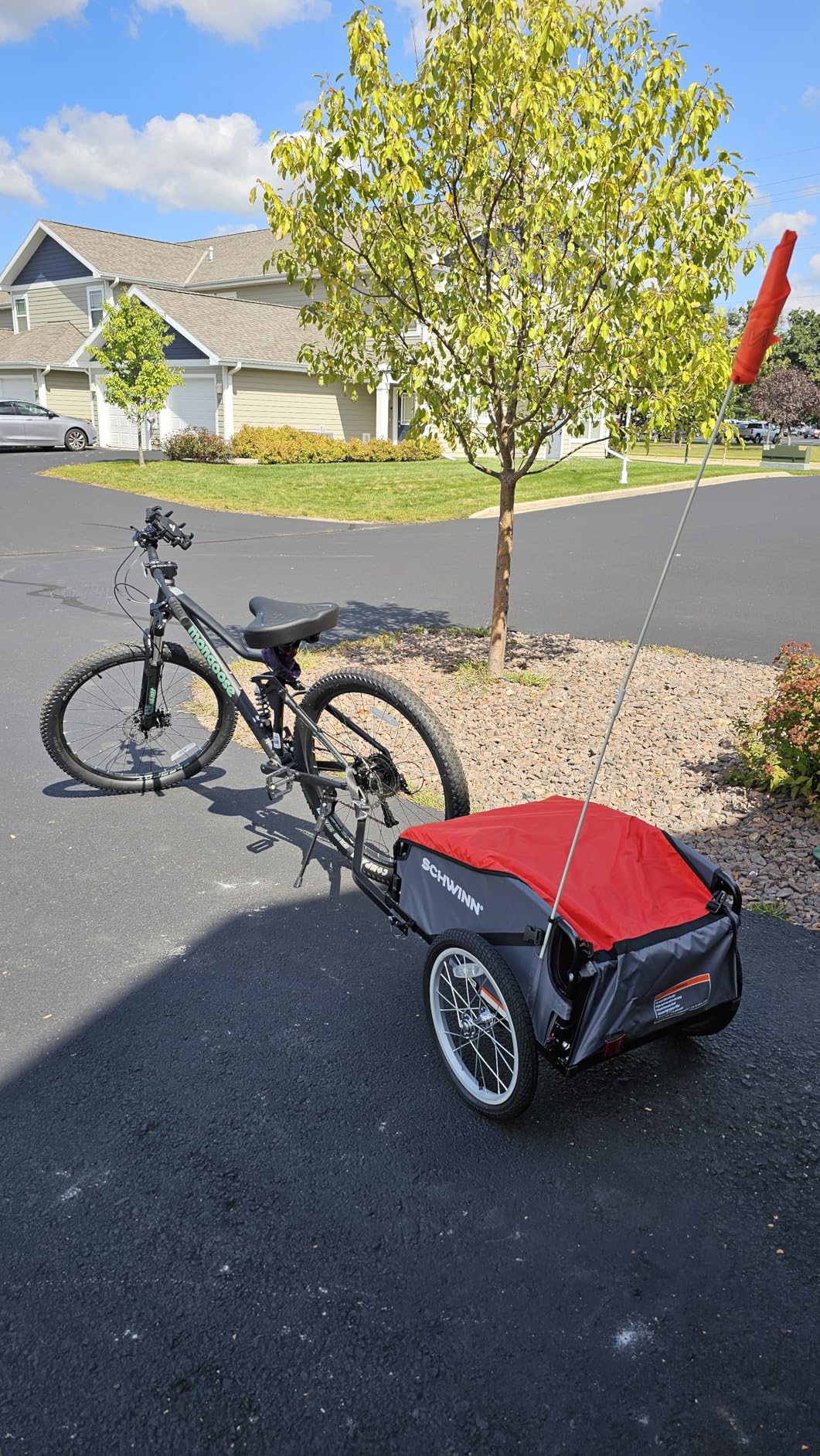 Schwinn Daytripper Bike Cargo Trailer, Holds up to 100 lb, Universal Coupler, Folding Frame, Quick-Release Wheels, 16-Inch Air-Filled Tires, Interior D-Rings customer photo 1