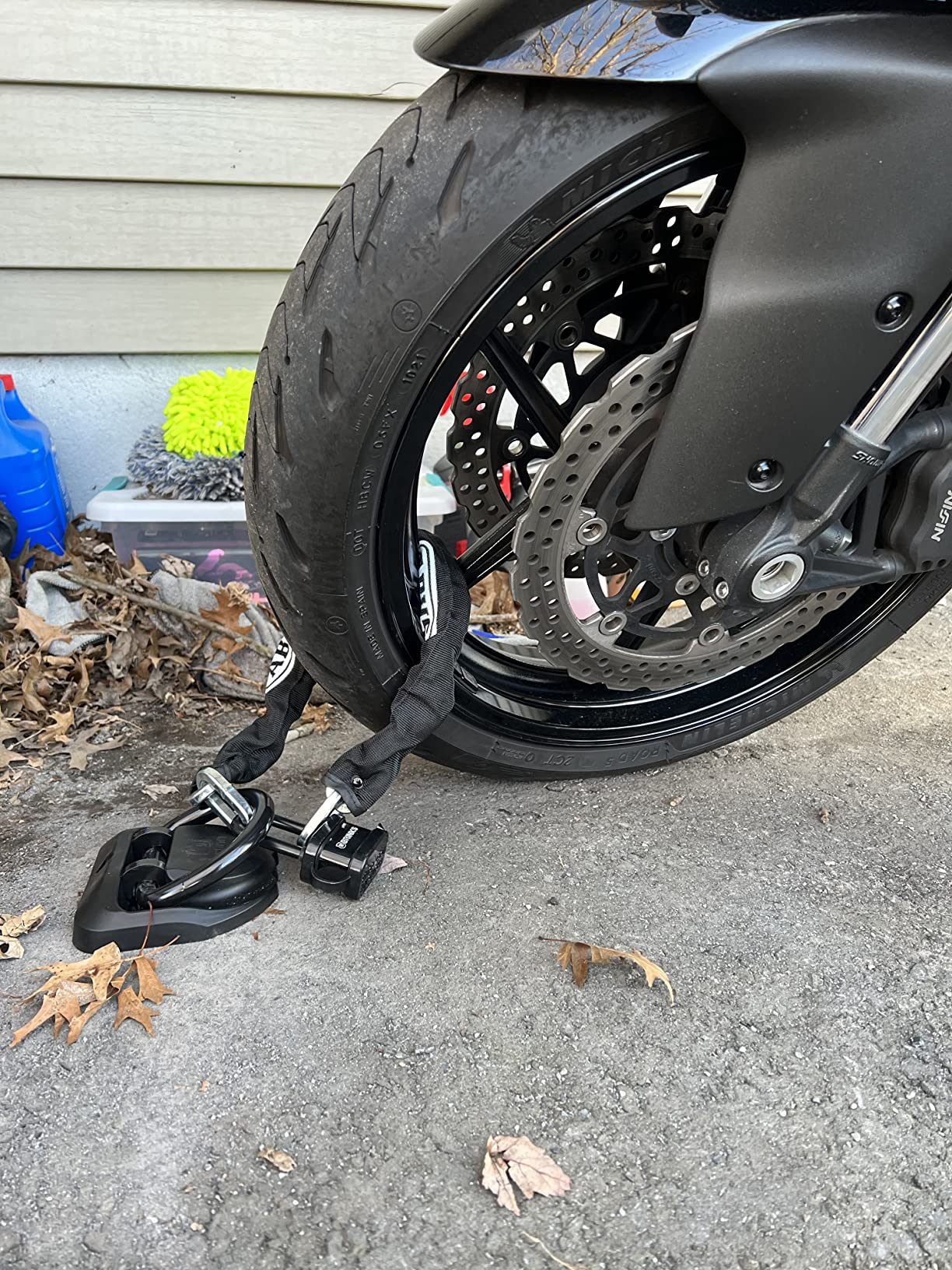 urban UR55 Tested High Security Ground Anchor for Motorcycle, ø14 Hardened Steel Ring, Foldable, 4 Expansion Bolts, Heavy Duty Anti-Theft Wall & Floor Fixing for eBike Scooter Trailer, Parking Garage customer photo 1