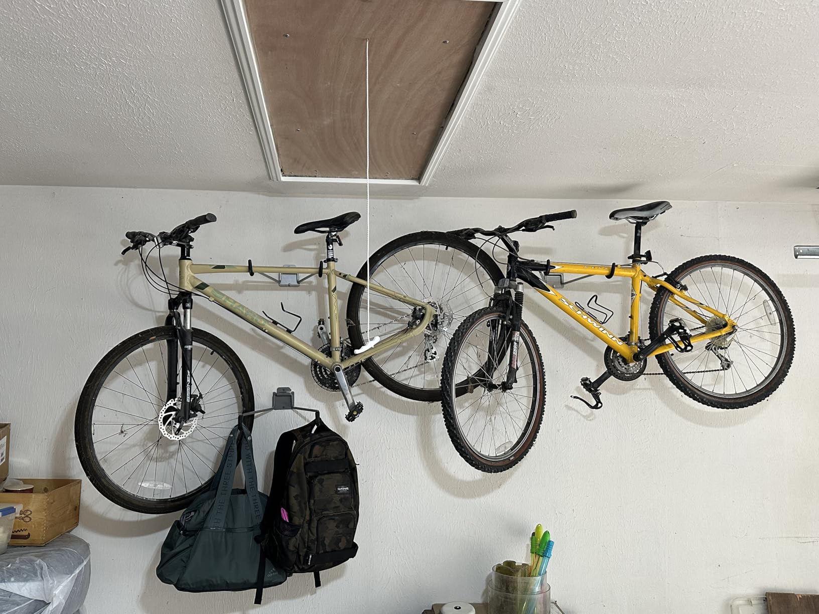 Stalwart Bike Wall Mount - EVA Foam Padded Bicycle Hooks with 50lb Capacity - Flip-Up Garage Bicycle Rack for Mountain, Road, and Kids Bikes by Rad Sportz, Silver, Black customer photo 1