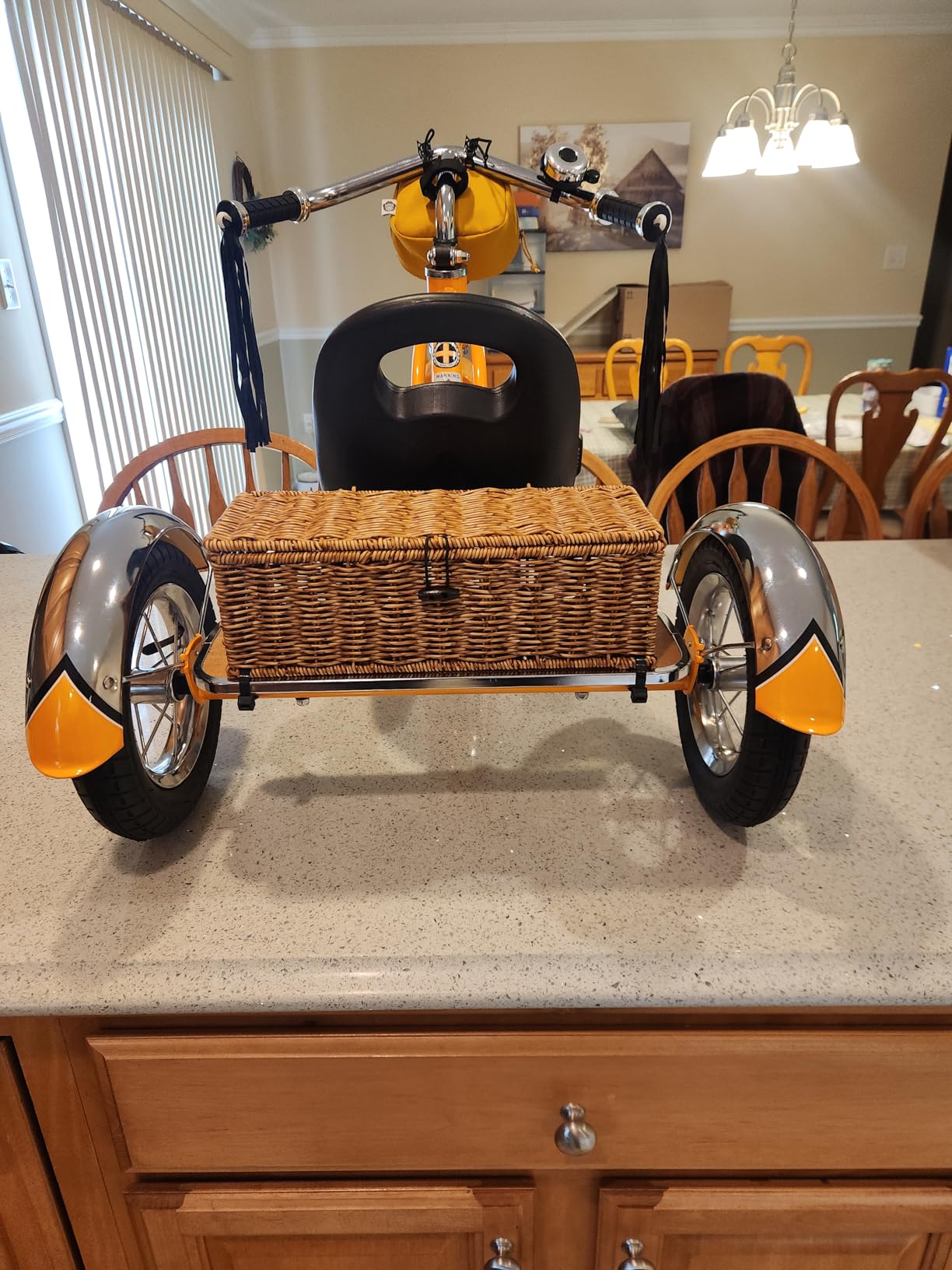 Schwinn Roadster Bike for Toddler, Kids Classic Tricycle, Low Positioned Steel Trike Frame with Bell and Handlebar Tassels, Rear Deck Made of Genuine Wood, for Boys and Girls Ages 2-4 Year Old, Teal customer photo 1