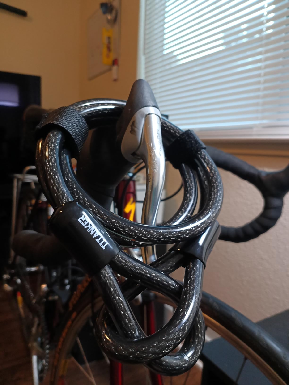 Titanker Bike Lock Cable,12mm Thick Security Cable with Loops Heavy Duty Steel Cable Vinyl Coated Bike Cable Lock Security Chain (4ft, 7ft, 15ft, 30ft) customer photo 1