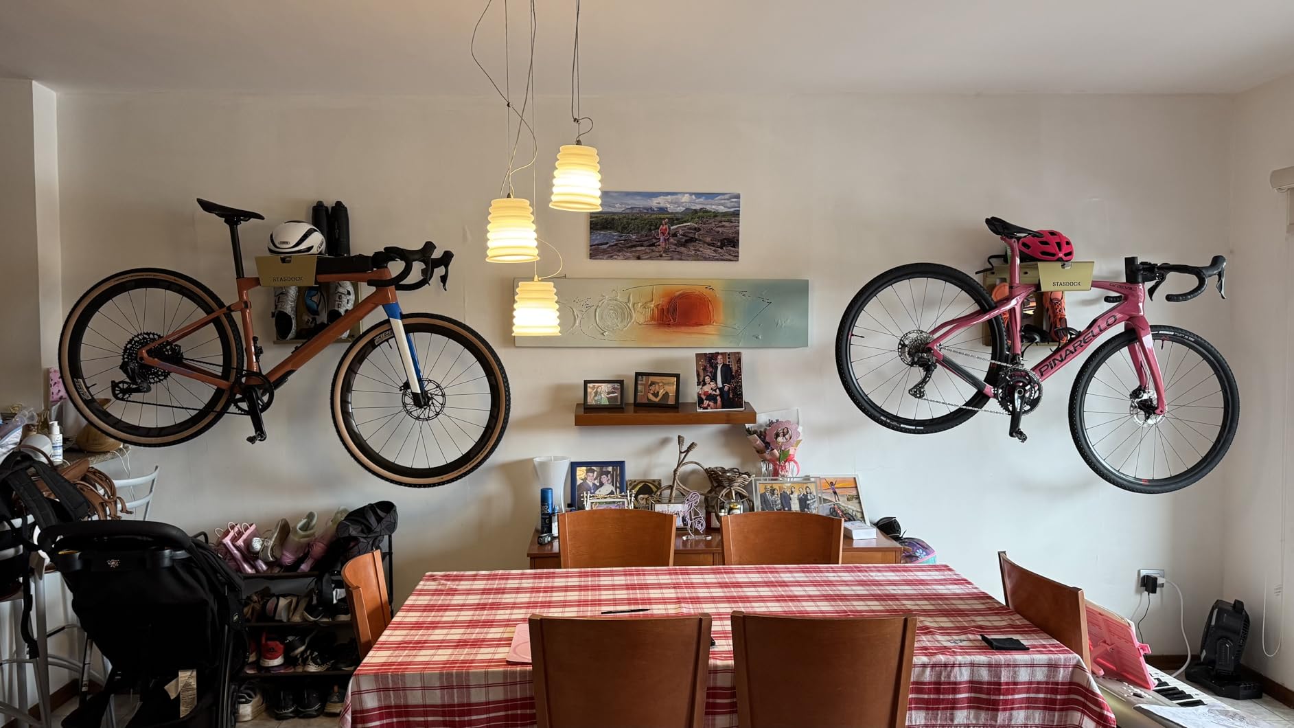 Wall Bike Rack | Bike Storage Wall Mount System | For Race Bicycles and Mountain Bikes | Bike Shelf | Indoor bike wall bracket | Store your helmet and shoes | Home and Garage customer photo 2