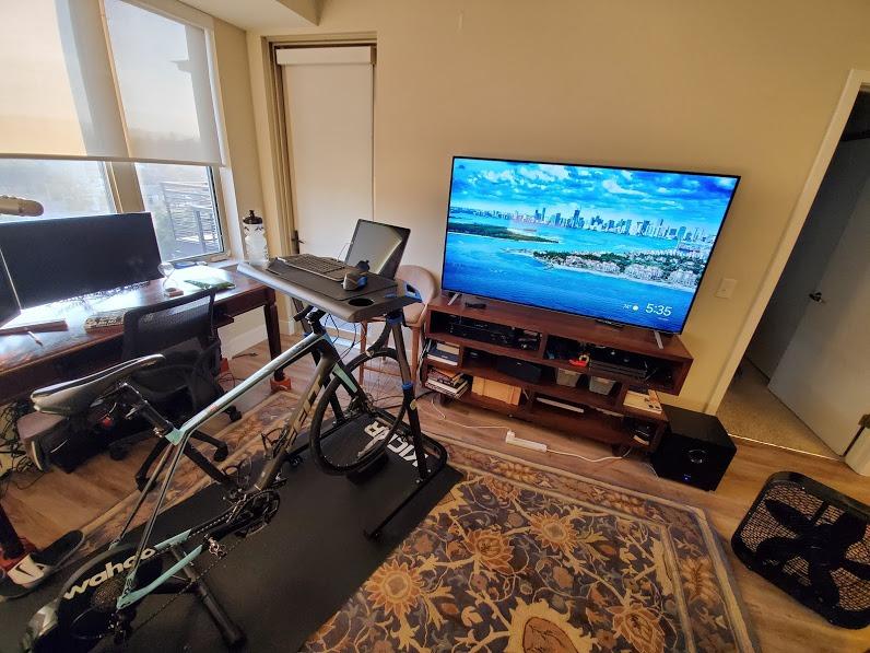 RAD Cycle Products Adjustable Bike Trainer Fitness Desk Portable Workstation Standing Desk | Adjustable Standing Desk with Non-Slip Laptop Holder and Lockable Wheels to Exercise While Working or Watching TV customer photo 1