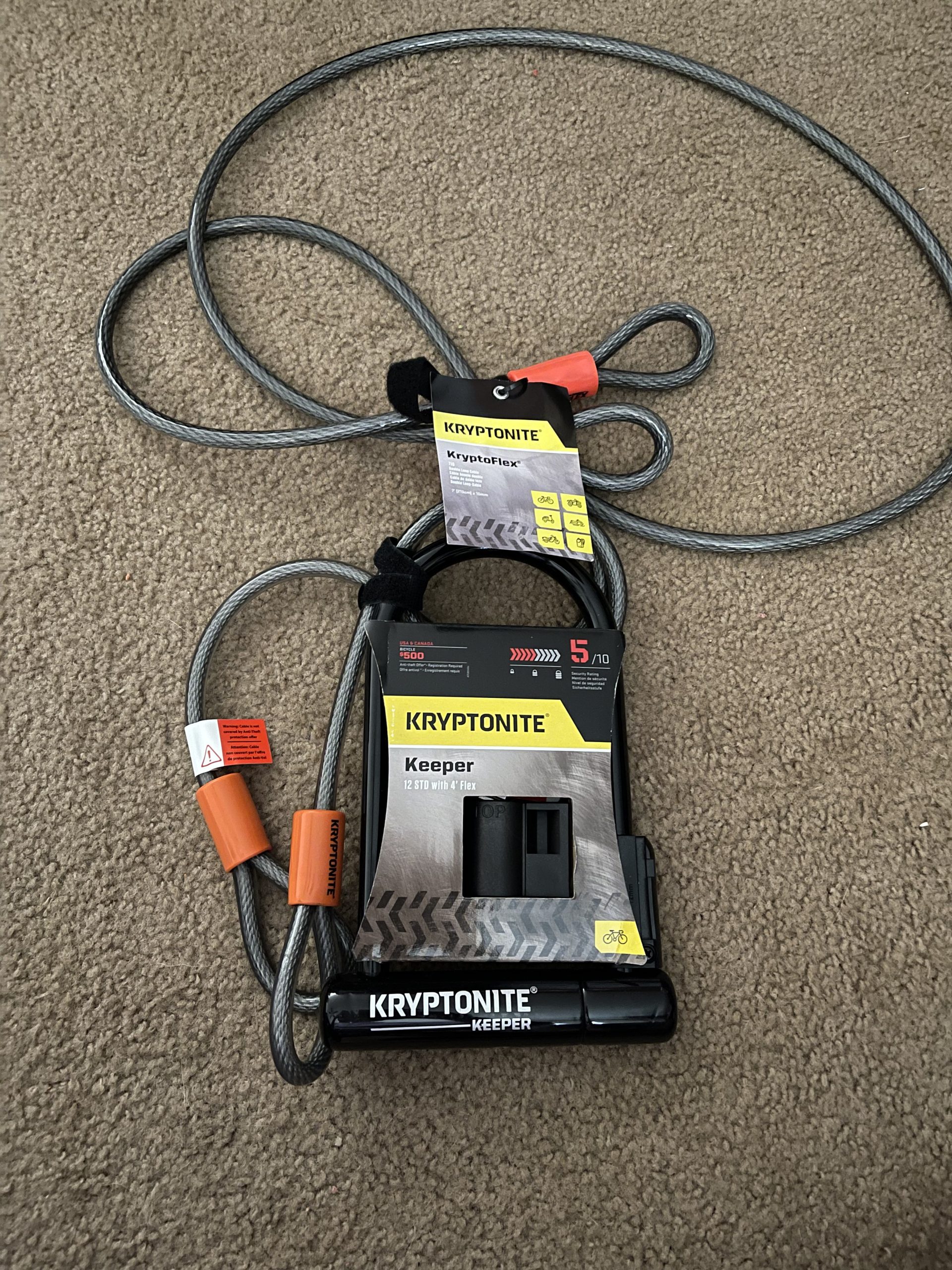Kryptonite Keeper Bike U-Lock Standard with Braided Steel Cable, Heavy Duty Anti-Theft Bicycle U Lock, 12mm Shackle and 10mm x4ft Length Security Cable customer photo 2