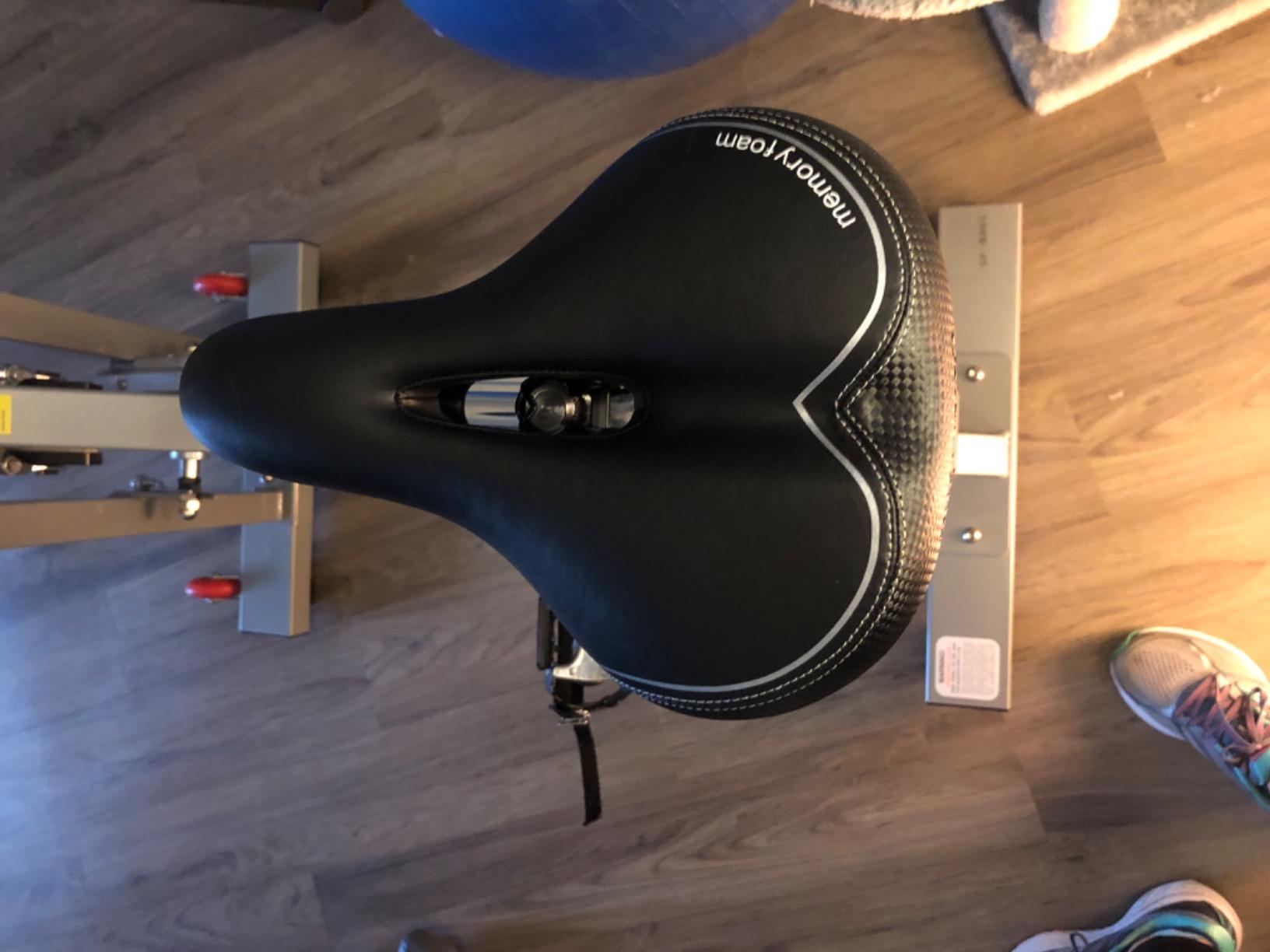 Extra Wide Replacement Saddle - Fits Indoor & Outdoor Bicycles - Steel Spring & Elastomer Suspension - Center Cutout - Memory Foam customer photo 2