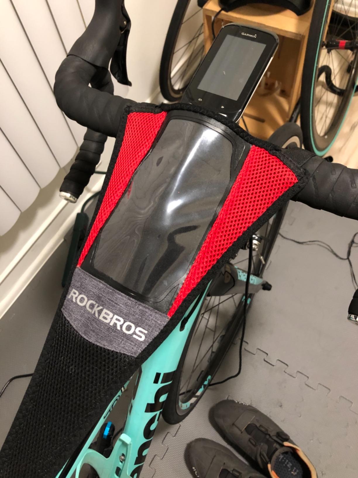 Rock BROS Bike Sweat Guard Bicycle Trainer Sweat Net Bike Frame Sweat Guard with Phone Pouch for Indoor Cycling Training Compatible for 6.5