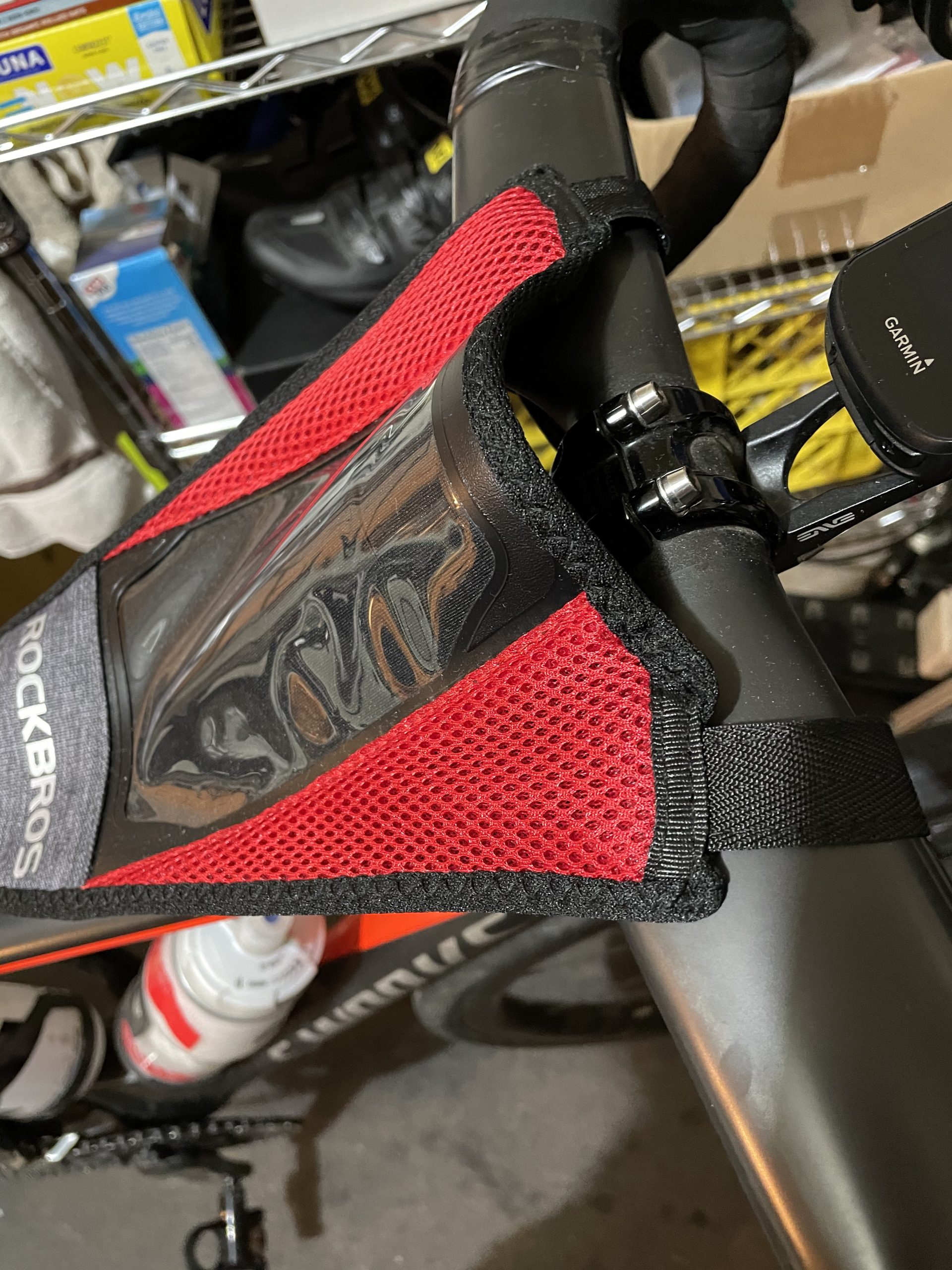 Rock BROS Bike Sweat Guard Bicycle Trainer Sweat Net Bike Frame Sweat Guard with Phone Pouch for Indoor Cycling Training Compatible for 6.5