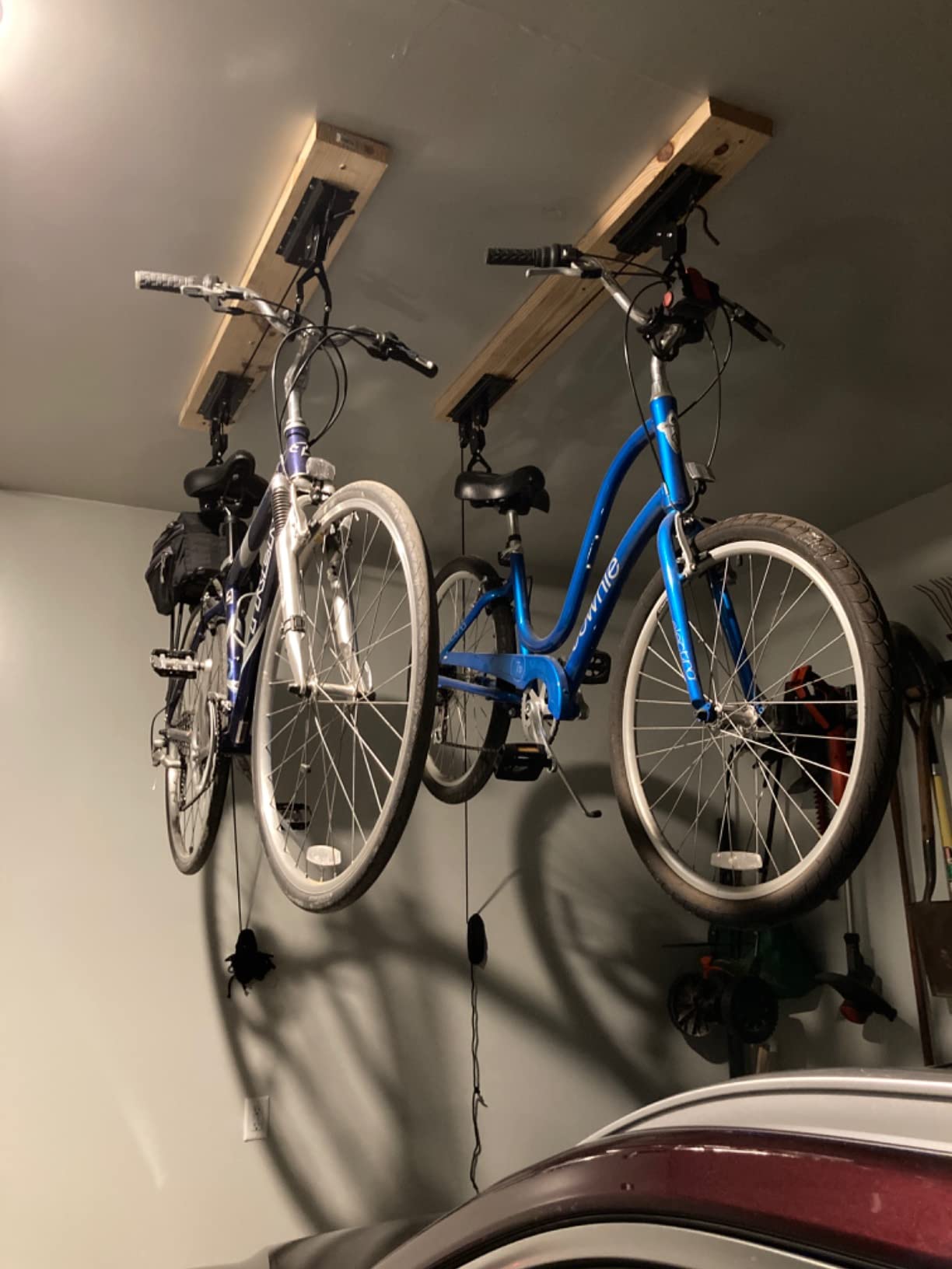 Bike Lift Hoist for Garage Ceiling, Heavy Duty Ceiling Mountain Bicycle Hanger Pulley Rack 100 lb Capacity customer photo 2