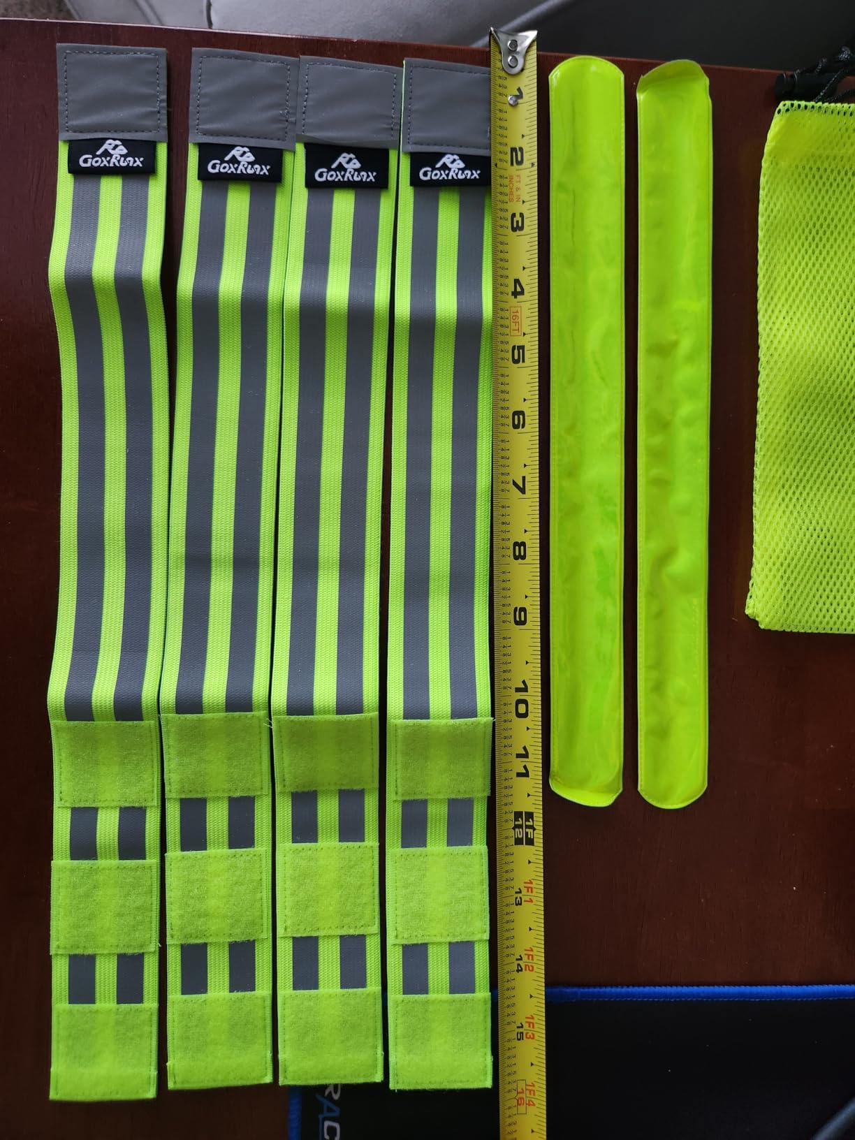 GoxRunx Reflective Bands Running Gear 6 Pack-Adjustable Reflective Armband Arm Wrist Ankle Leg Bands Reflectors -Reflective Tape Straps for Clothing Night Running Cycling Walking -Slap Bracelets customer photo 1