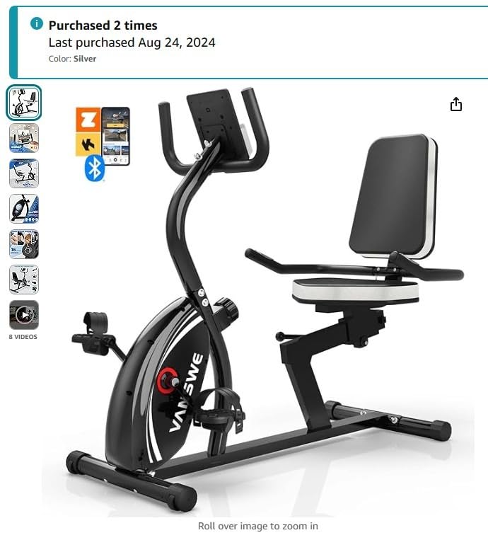 VANSWE Recumbent Exercise Bike for Home Seniors with 380 LB Weight Capacity | Fit 5'1