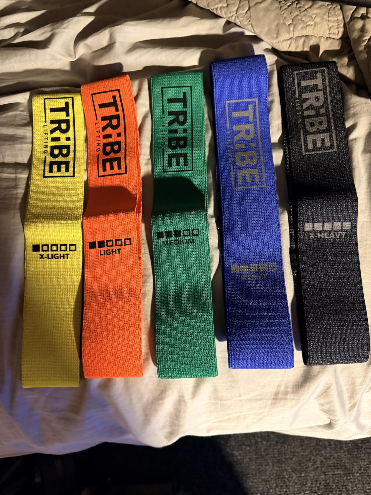 Fabric Resistance Bands for Working Out, 5-Band Set for Legs and Glutes | Booty bands for women and men, non-slip grip, 5 resistance levels, for glute activation, hip training, squats, lunges and physical therapy customer photo 1