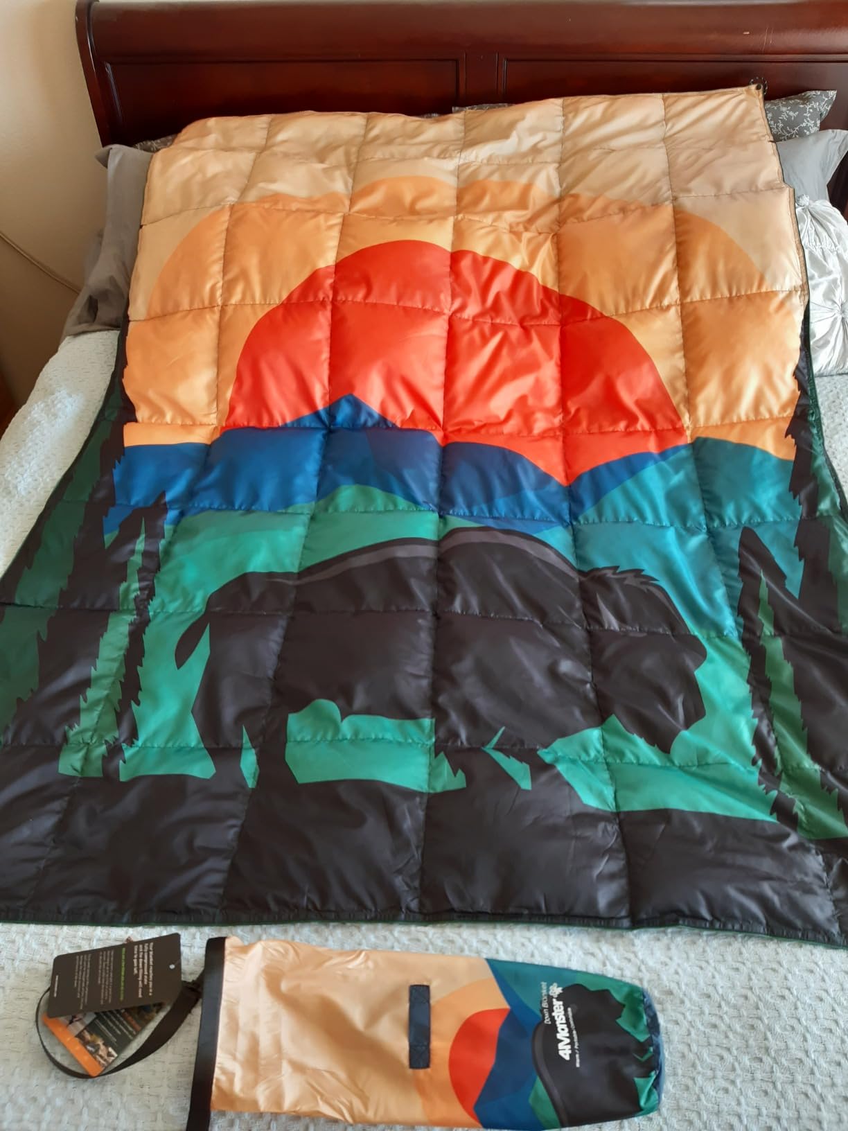 4Monster Down Camping Blanket, 650 Fill Power Ultralight Packable Puffy Blanket, Warm, Waterproof & Windproof Outdoor Quilt for Backpacking, Travel, Stadium, Beach customer photo 2