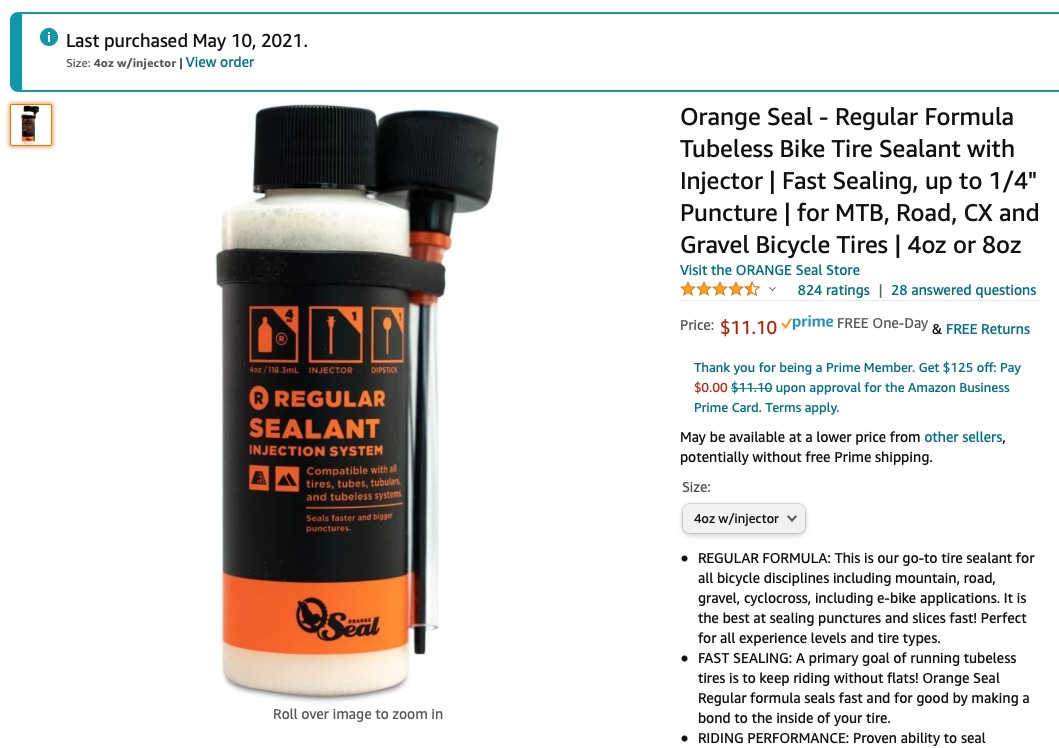 Orange Seal - Regular Formula Tubeless Bike Tire Sealant | Fast Sealing, up to 1/4