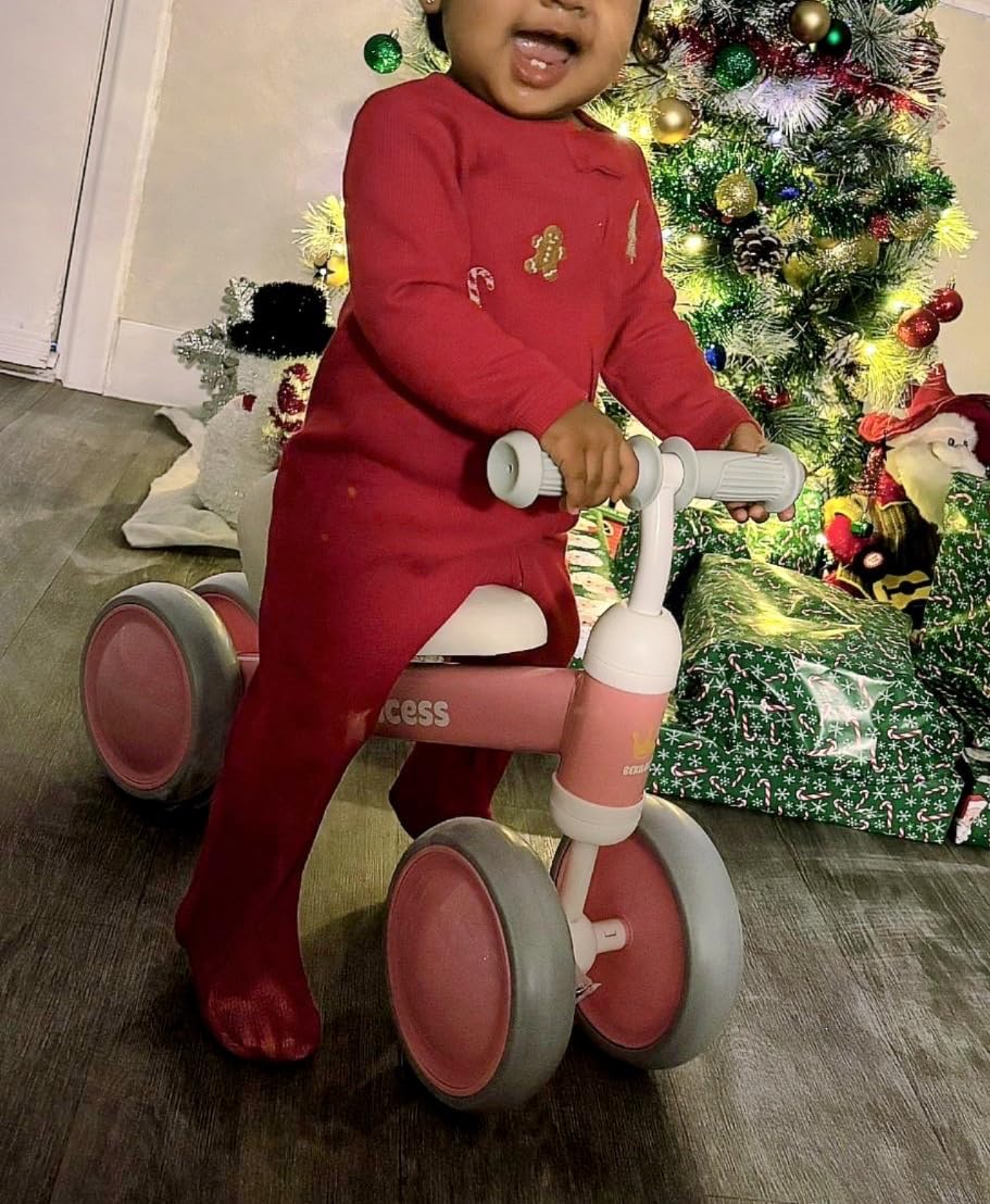 BEKILOLE 1 Year Old Girl Gifts Baby Balance Bike 1st Birthday Girl Gift with LED Light Up Wheels for 12-24 Months Toddlers - ASTM Certified 2-Minute Assembly Pink First Ride On Training Toy customer photo 1