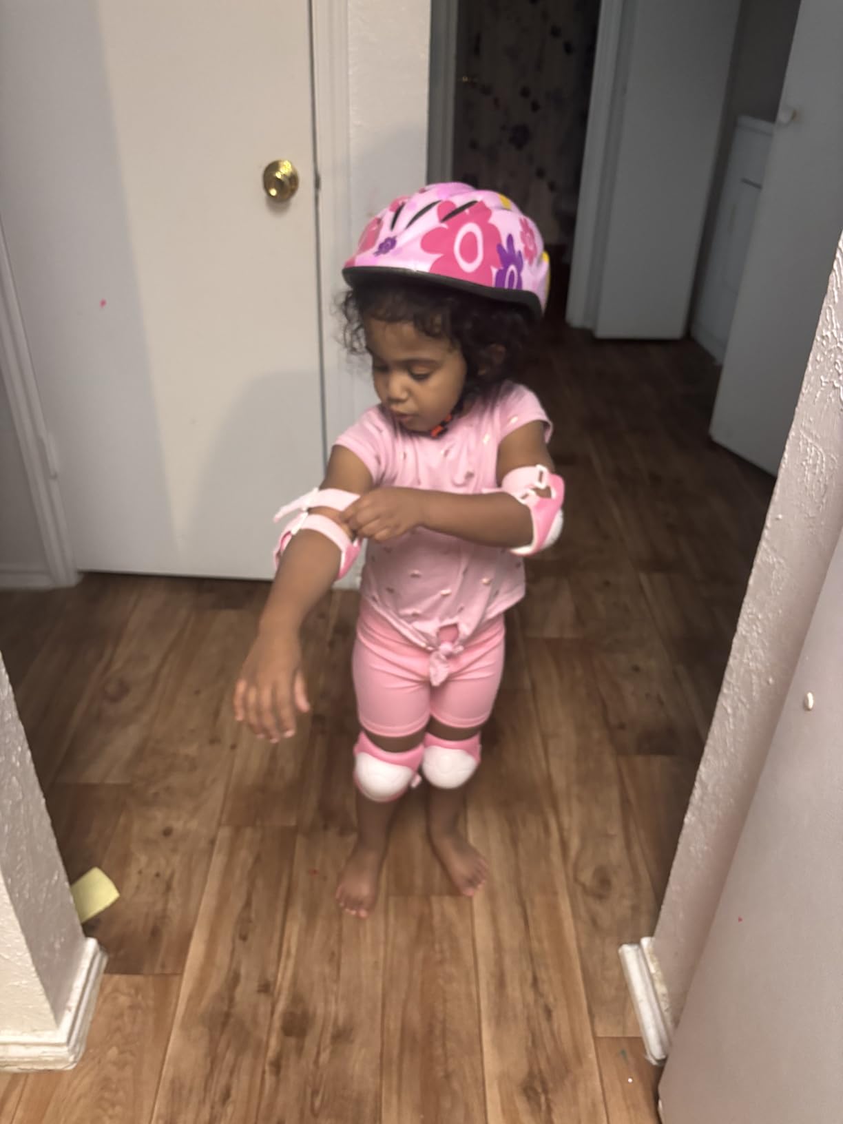 Lamsion Kids Helmet Adjustable Protective Gear Set for Ages 3-8 Girls Boys | Lightweight pink helmet & knee/elbow/wrist pads for toddlers, great for bike/scooter/skate. Ventilated & impact-resistant customer photo 1