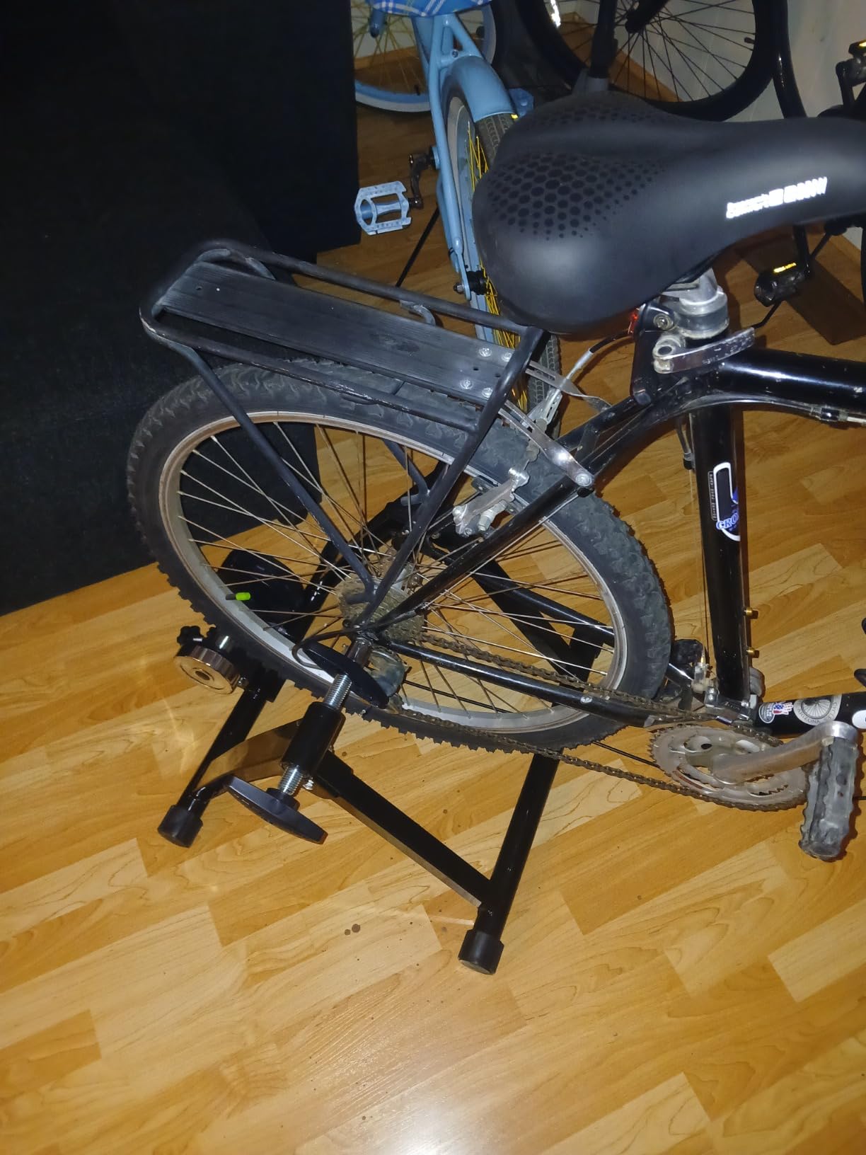 Goplus Bike Trainers for Indoor Riding, Folding Stationary Bike Stand with Magnetic Flywheel for Bicycle Cycling Training, 26'' - 28'' Wheels Road & Mountain Bikes customer photo 2