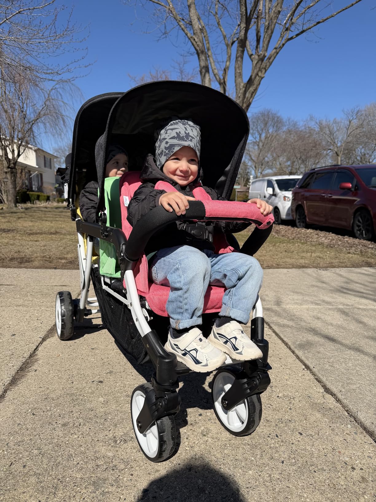 Familidoo H3E 3 Seat Baby Stroller - Tandem Daycare Triple Stroller with 5 Point Safety Harness - for Infants & Toddlers 0-3 Years - Lightweight & Foldable - All Reclining Seats customer photo 1