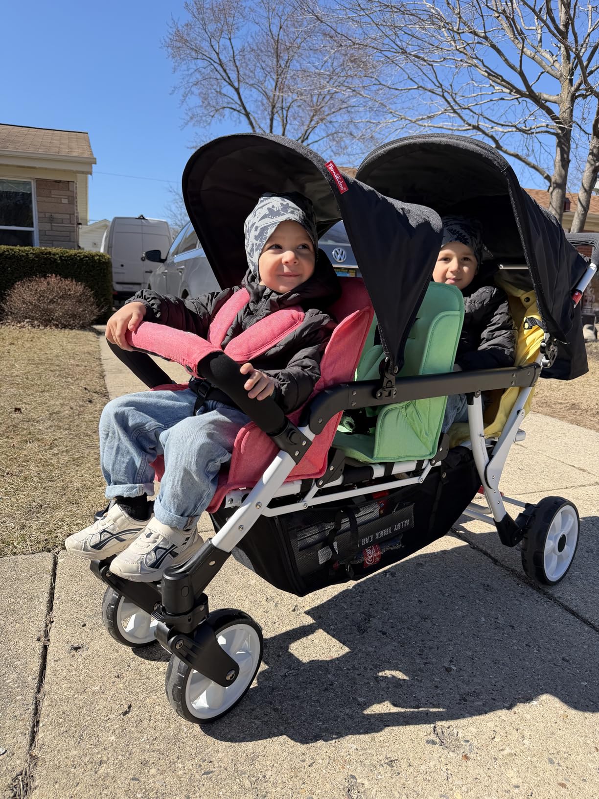 Familidoo H3E 3 Seat Baby Stroller - Tandem Daycare Triple Stroller with 5 Point Safety Harness - for Infants & Toddlers 0-3 Years - Lightweight & Foldable - All Reclining Seats customer photo 2
