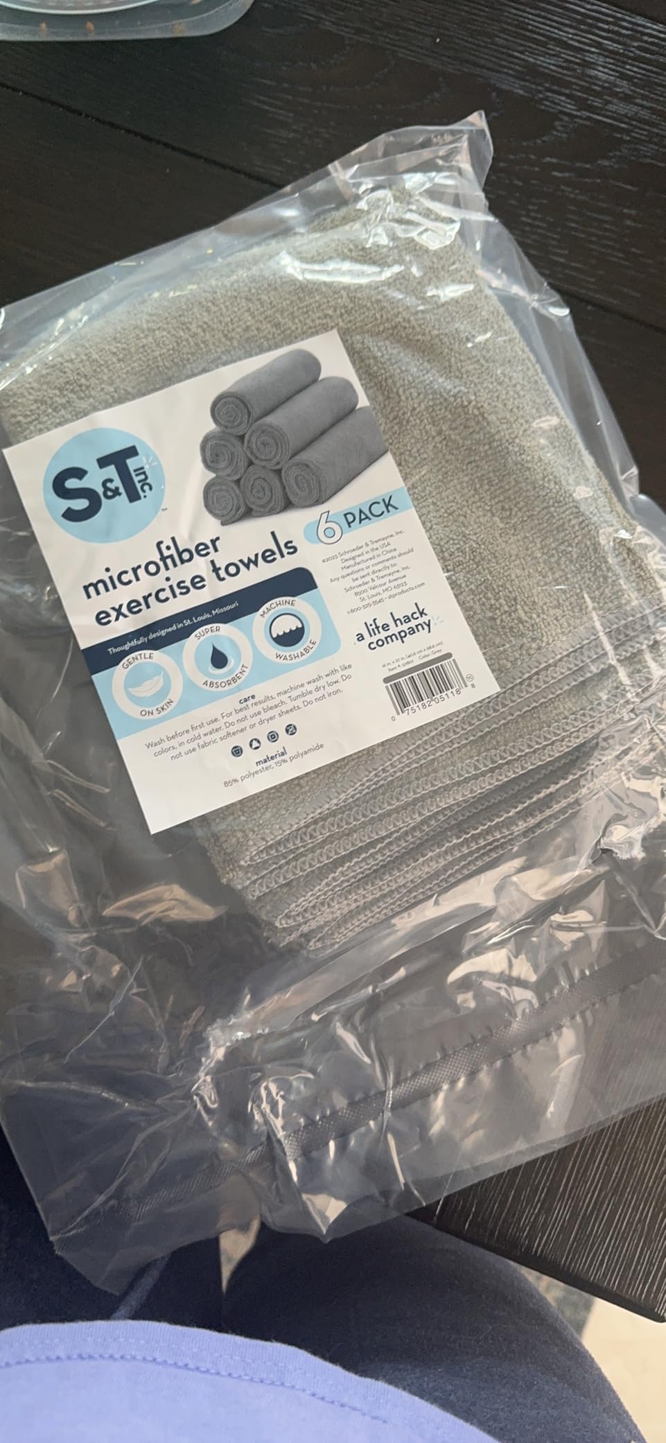 S&T INC. Microfiber Gym Towels, 6 Pack, 16