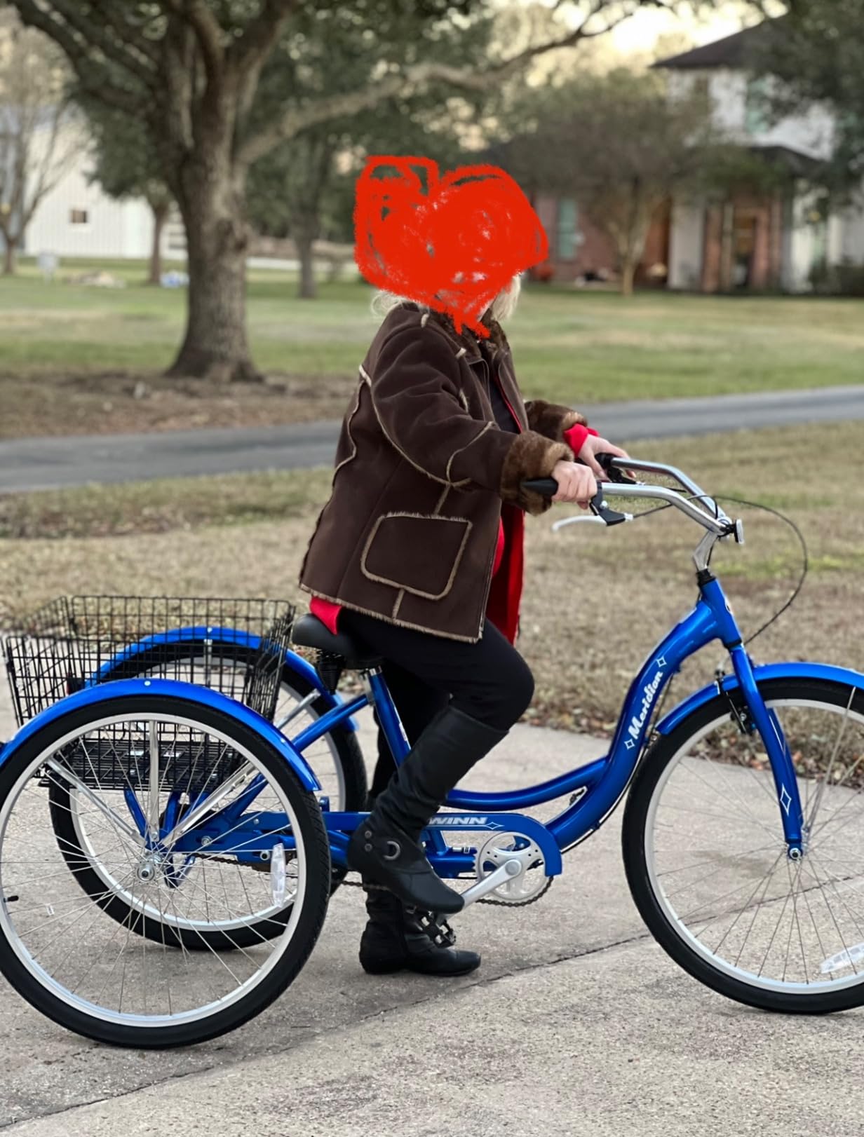 Schwinn Meridian Adult Tricycle, Single Speed, 26-Inch Wheels, Step-Through Aluminum Frame, Front and Rear Fenders, Rear Basket, Black customer photo 2