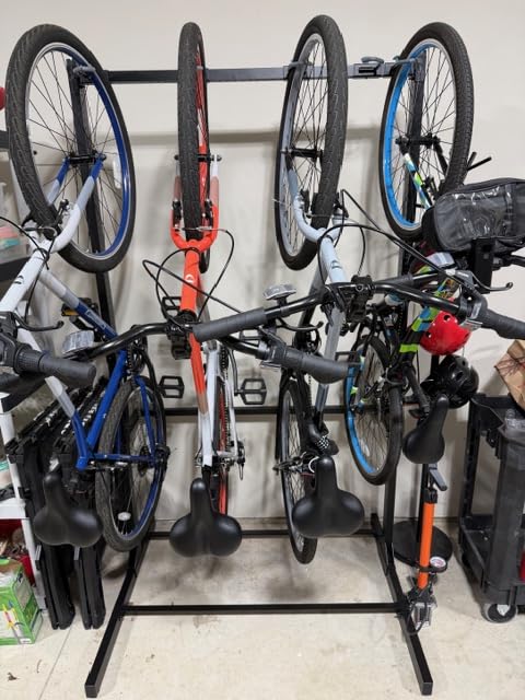 StoreYourBoard Vertical Bike Rack Garage Storage System for 5 Bikes | Freestanding Bike Rack Heavy Duty Floor Bike Stand Bicycle Organizer for Road Mountain Hybrid Kids Bikes | Holds upto 300 lb customer photo 1