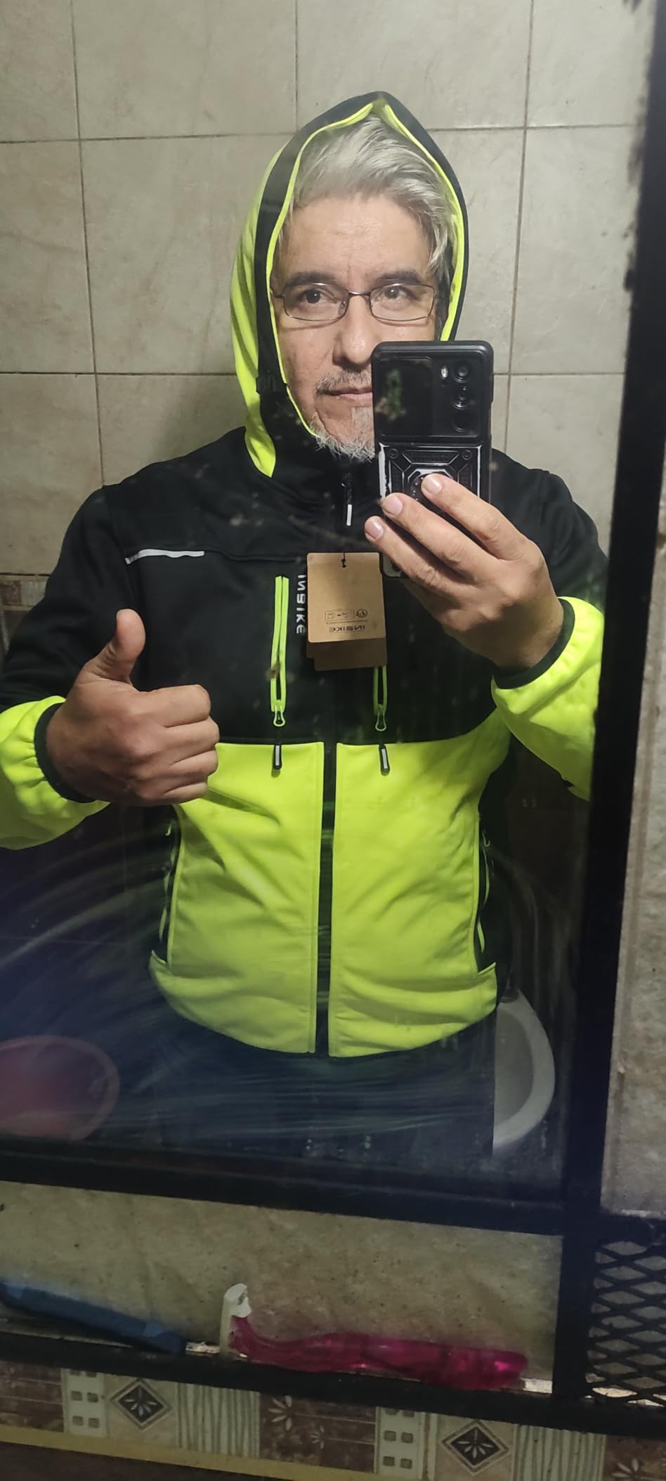 Hooded Cycling Bike Jacket Men Running Biking Windbreaker Reflective Windproof Thermal Fleece Lined Bicycle Coat customer photo 2
