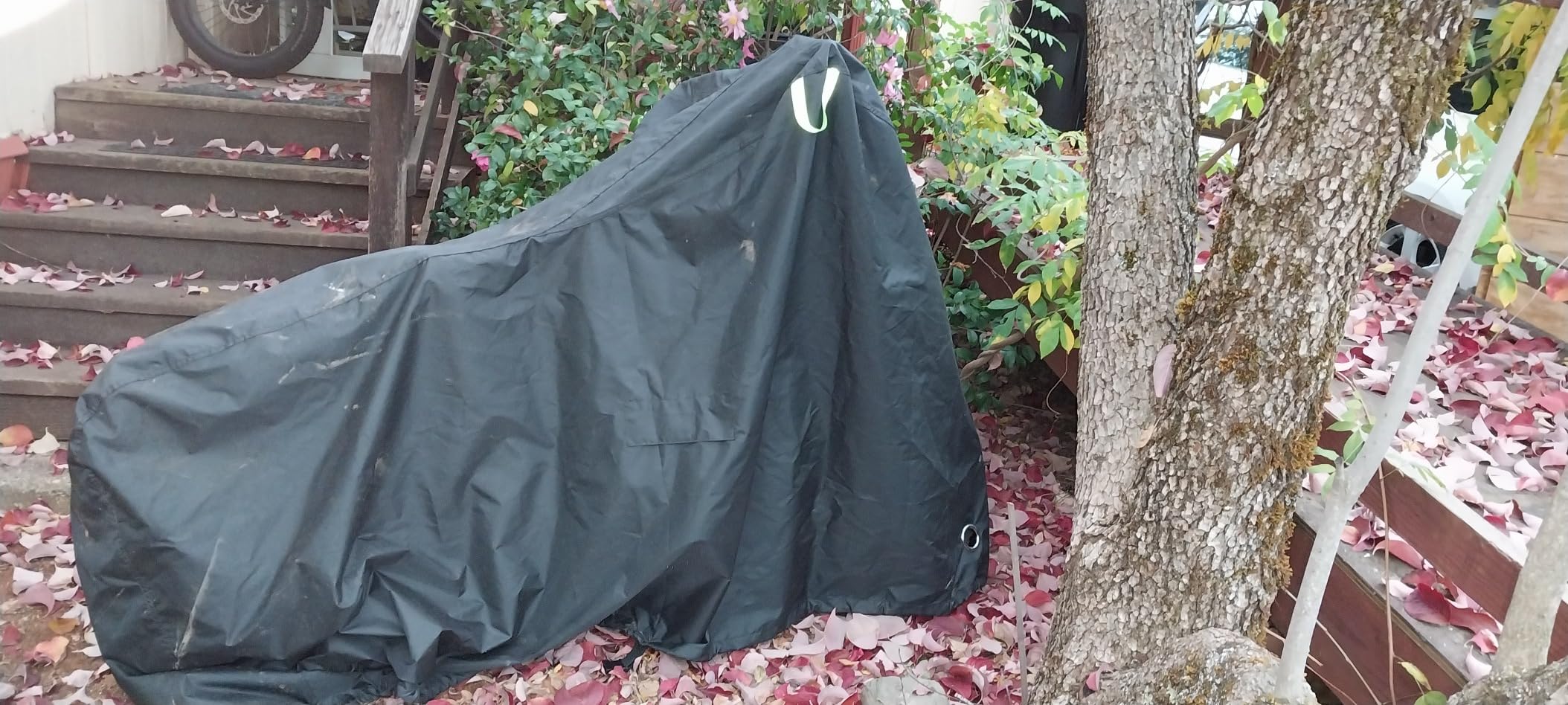 Waterproof Bicycle Cover for Outdoor Storage - Fits 1 or 2 Mountain, Road, Electric Bikes - Anti Theft Lock Holes for Frame Body & Wheels - Premium Heavy Duty Ripstop Fabric. For Rain or Snow. customer photo 2