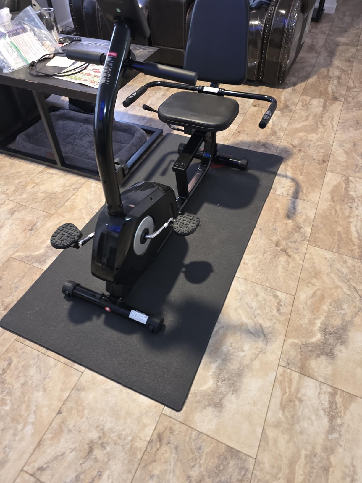 Bike Trainer Mat Compatible with Peloton Bike, for Treadmill & Row, THK 6mm, Under Mat Protect Hardwood Floor Carpet, Trainer Accessory for Indoor Stationary Exercise Bicycle customer photo 1