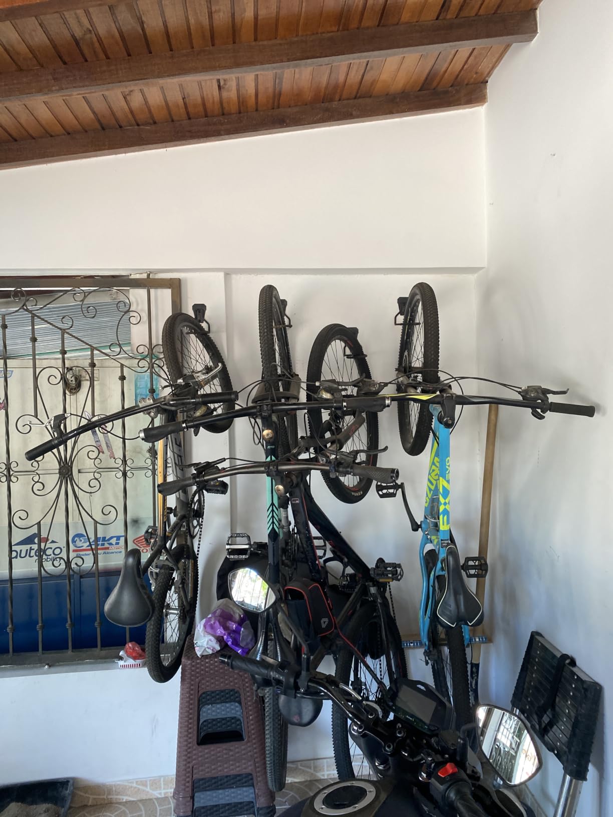 Housolution Bike Wall Mount with Fixed Hook, [4 Pack] Bike Storage Rack | Bike Rack Vertical Stand for Garage - Easily Hang/Detach - with Screws Iron Bike Hanger Brackets customer photo 1