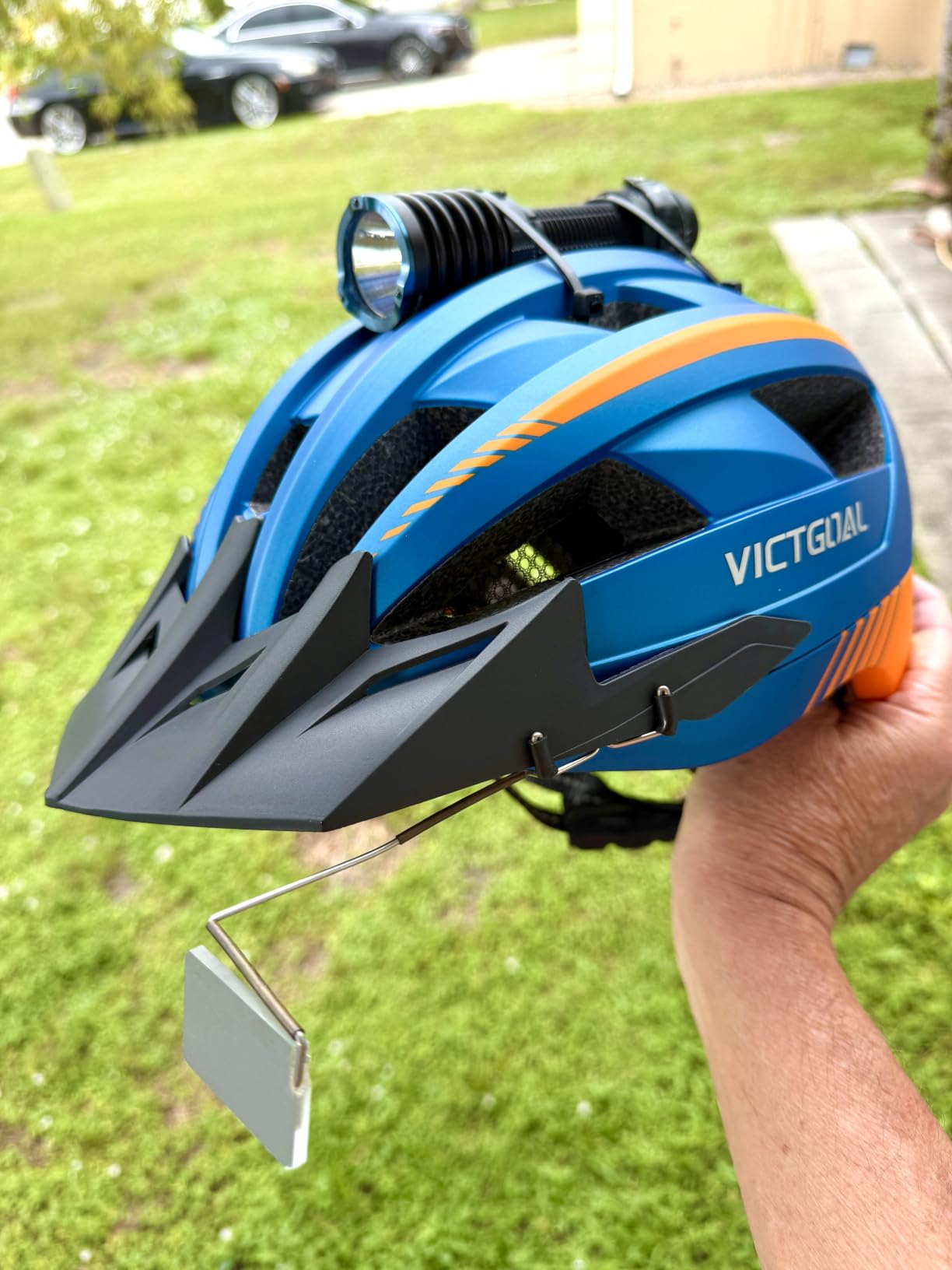 Bike Helmet for Men with M/L/XL Sizes, Magnetic Goggles, Removable Visor | PC Outer Shell, EPS Foam, 2-IN-1 Function of Rear Light with Size Regulator, for Adult Men Women Mountain Road Cycling customer photo 2